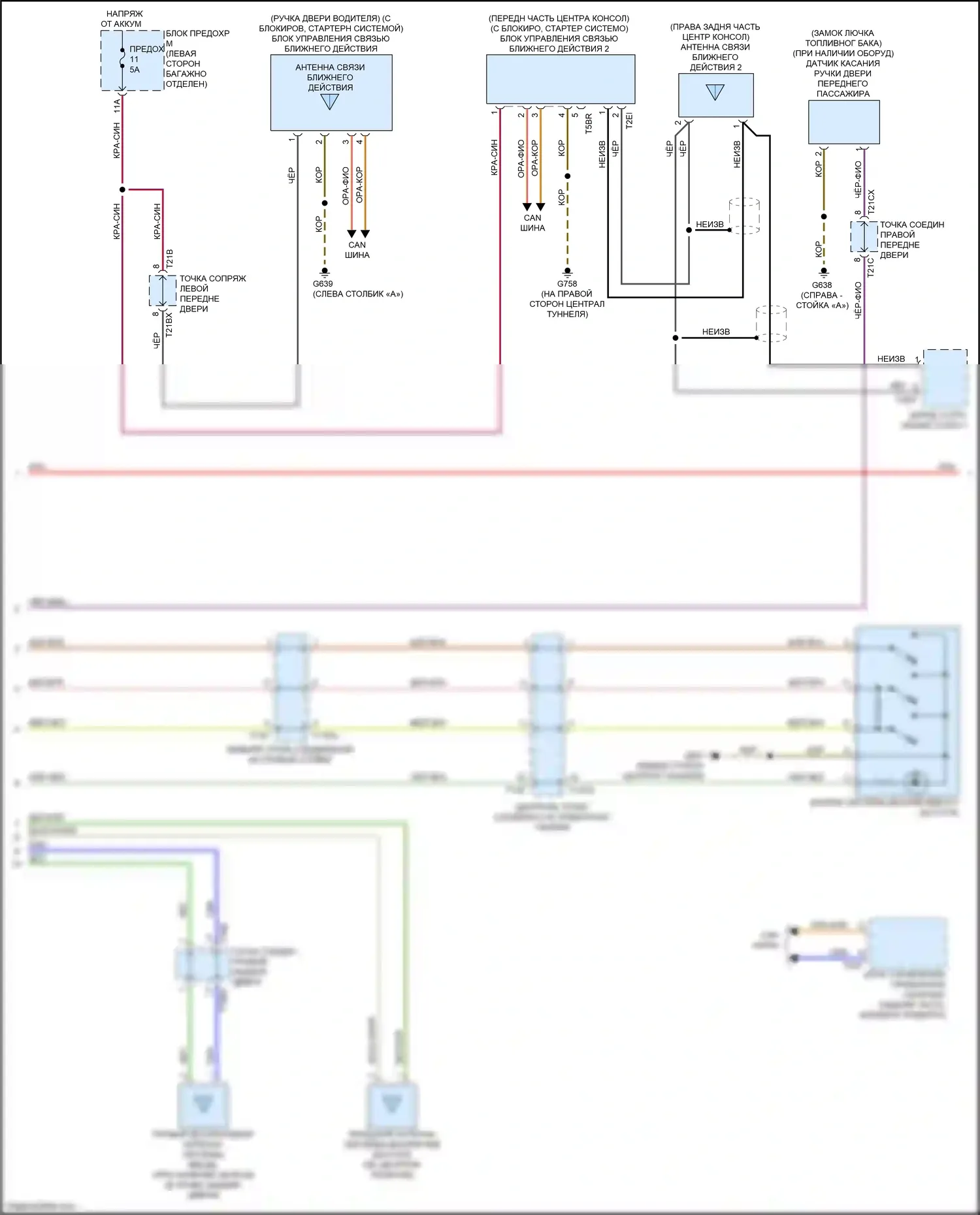 A6 Audi C8 (2018-2023): Электросхема центрального замка (6 из 7) 