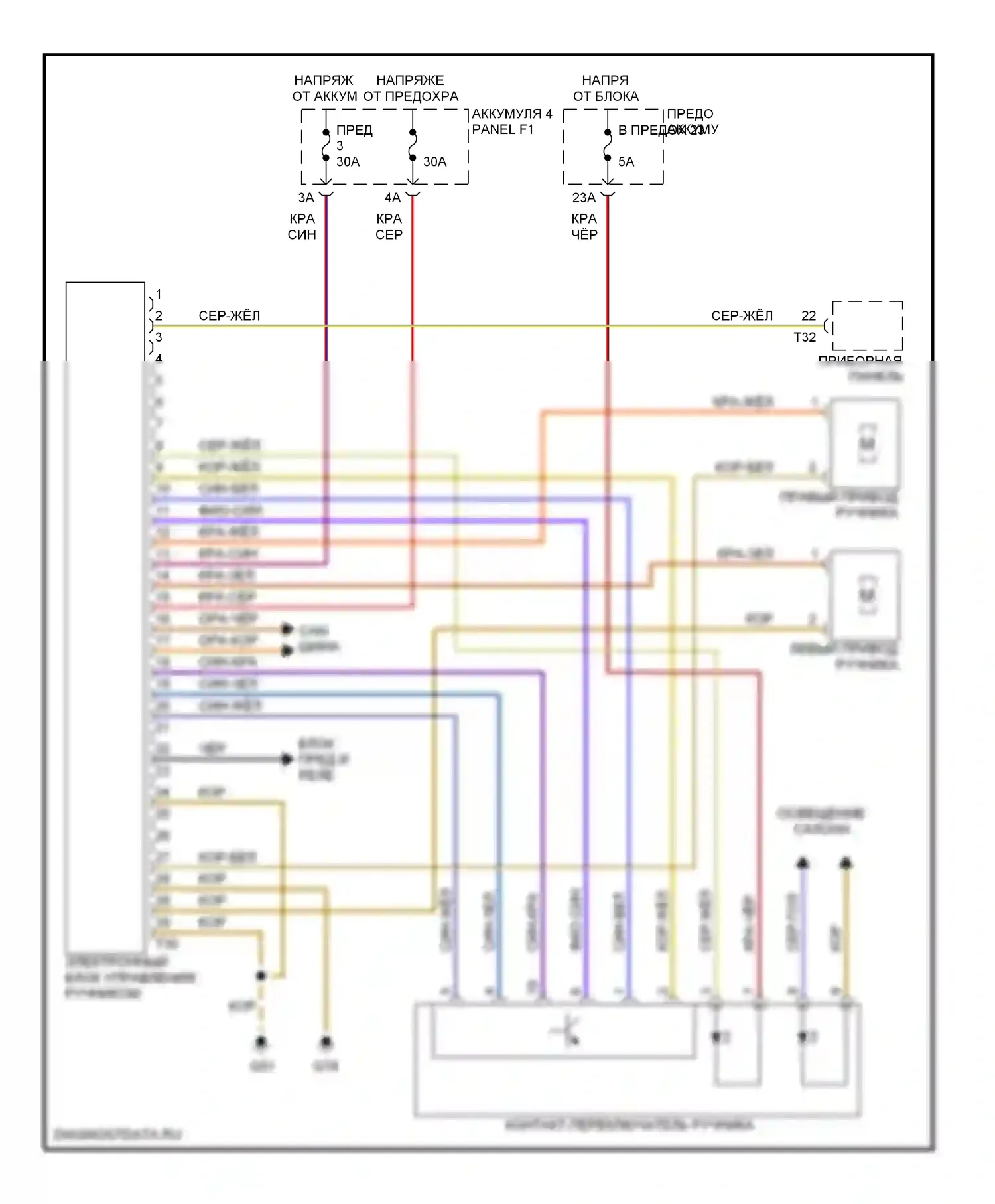 A6 Audi С6 (2004-2008): Электрическая электросхема замка парка 