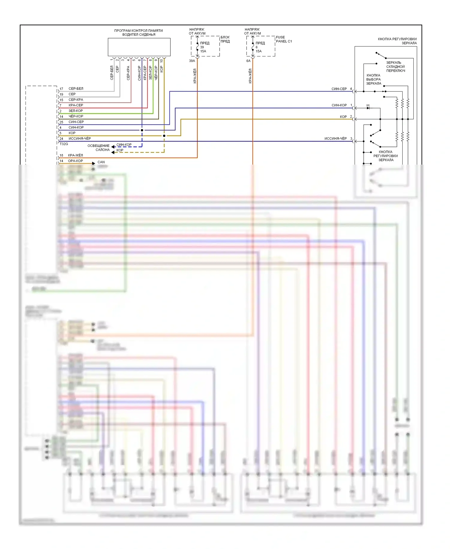 A6 Audi С6 (2004-2008): Электросхема систем памяти (2 из 2) 