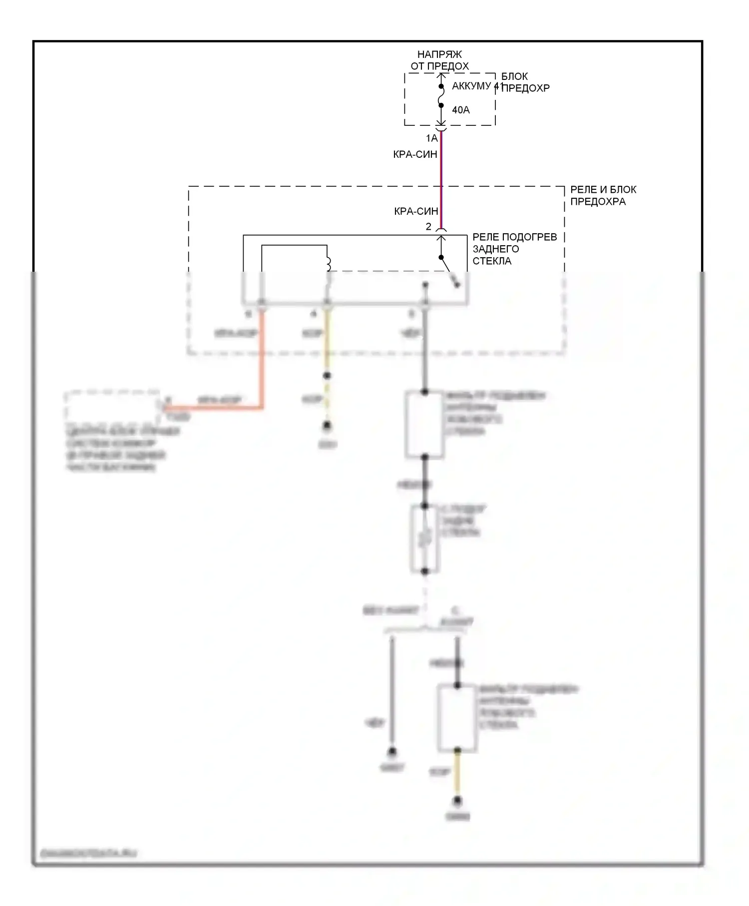 A6 Audi С6 (2004-2008): Электросхема заднего подогрева 