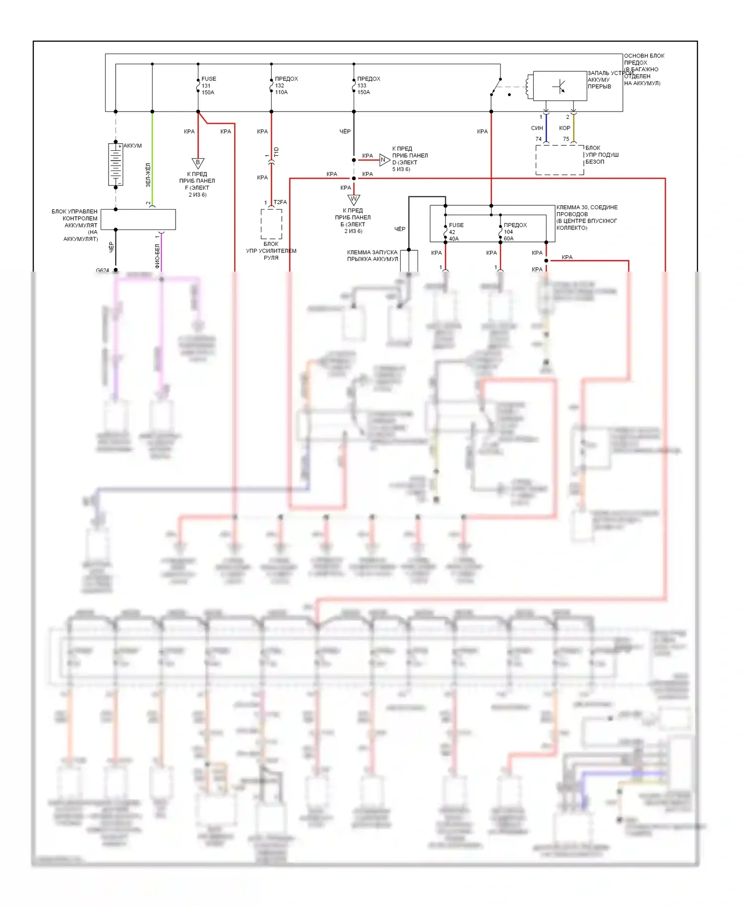 A7 Audi I (2010-2014): Электросхема блока предохранителей реле (1 из 6) 