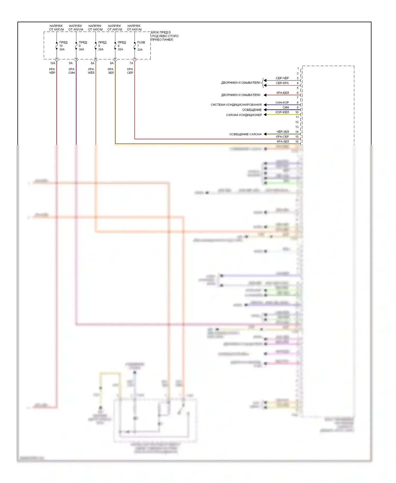 A7 Audi I (2010-2014): Электросхема блока управления системами комфорта (2 из 2) 