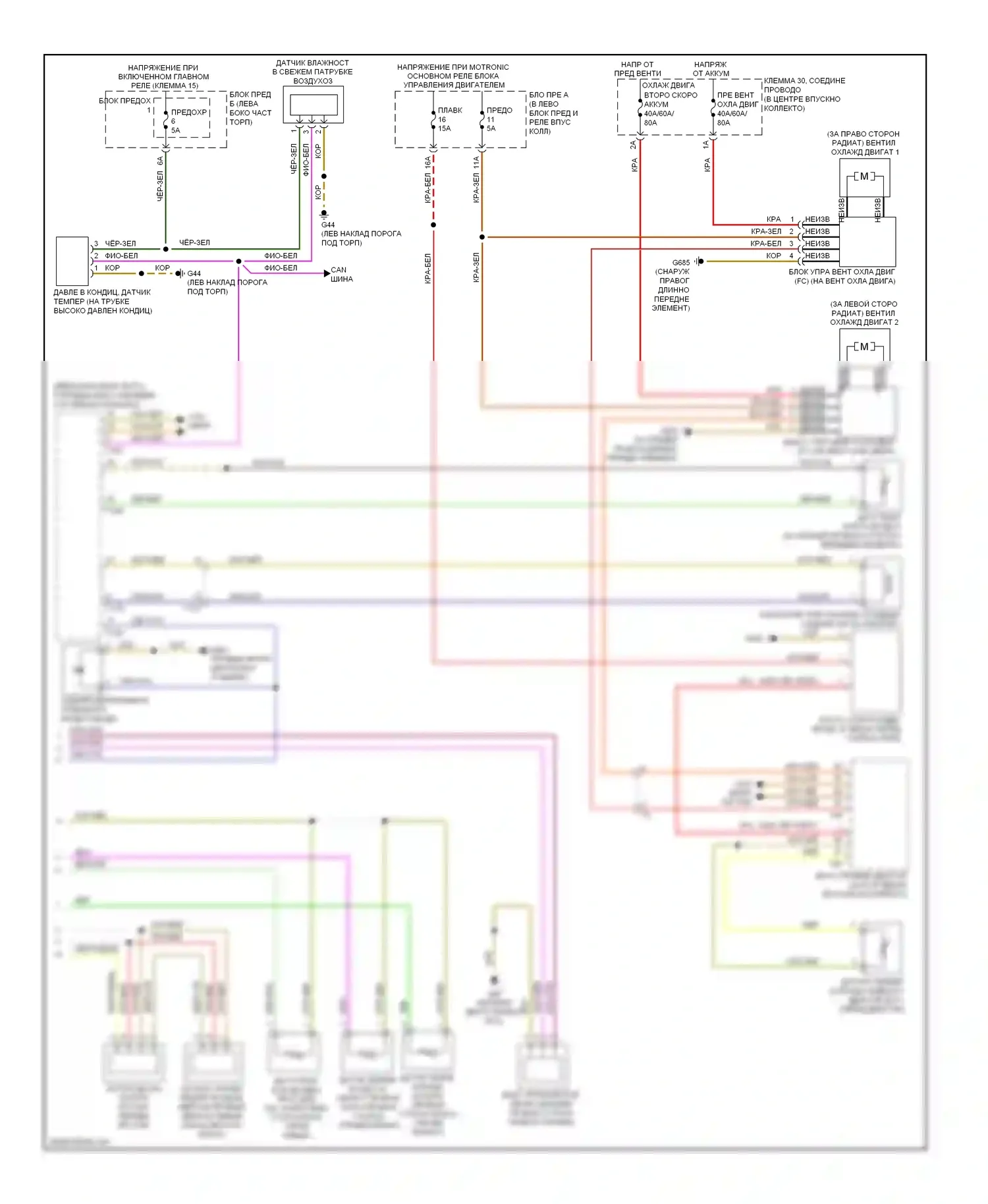 A7 Audi I (2010-2014): Электросхема климат контроля, базовая (2 из 2) 