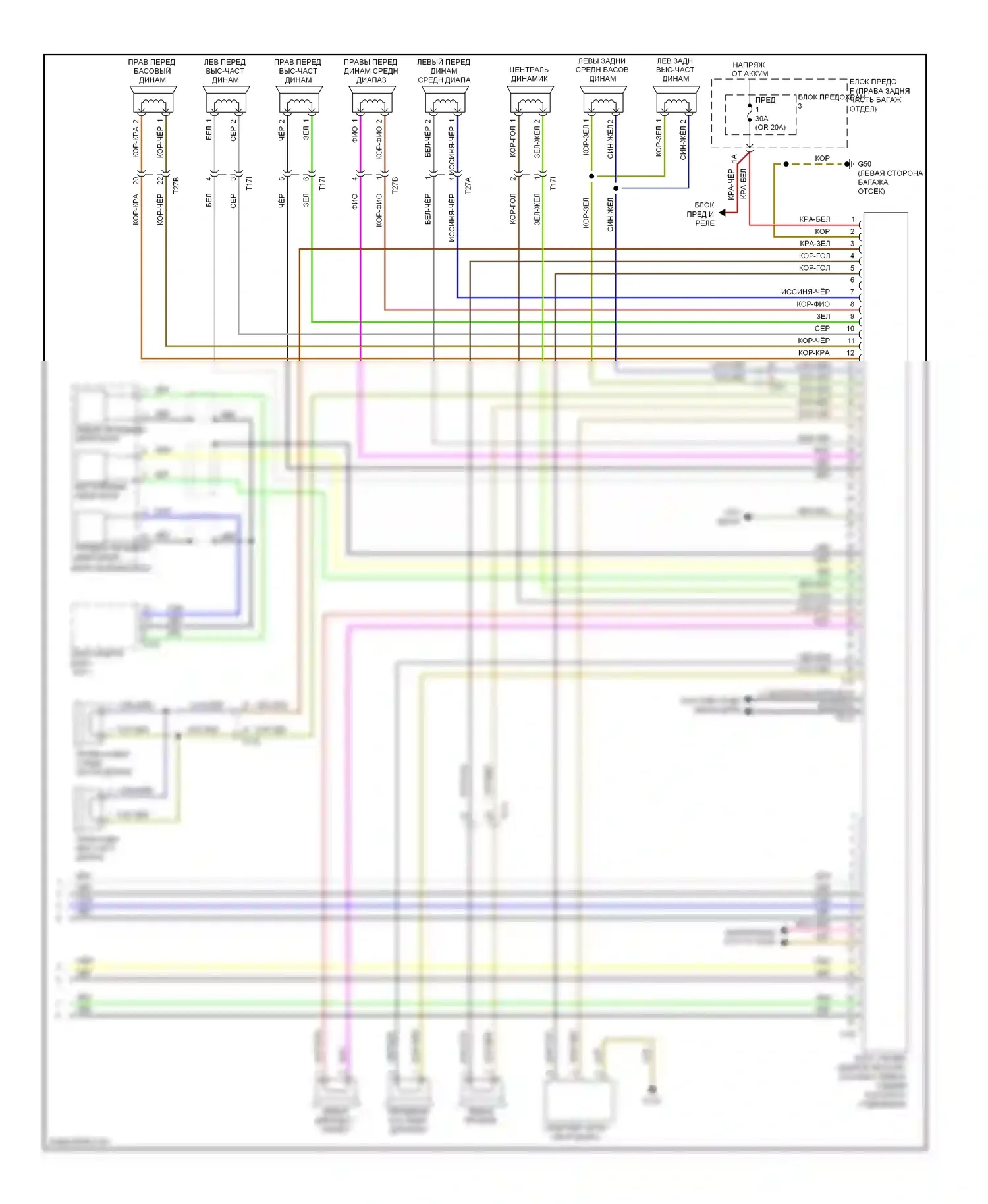 A7 Audi I (2010-2014): Электросхема магнитолы, bose mmi (2 из 2) 