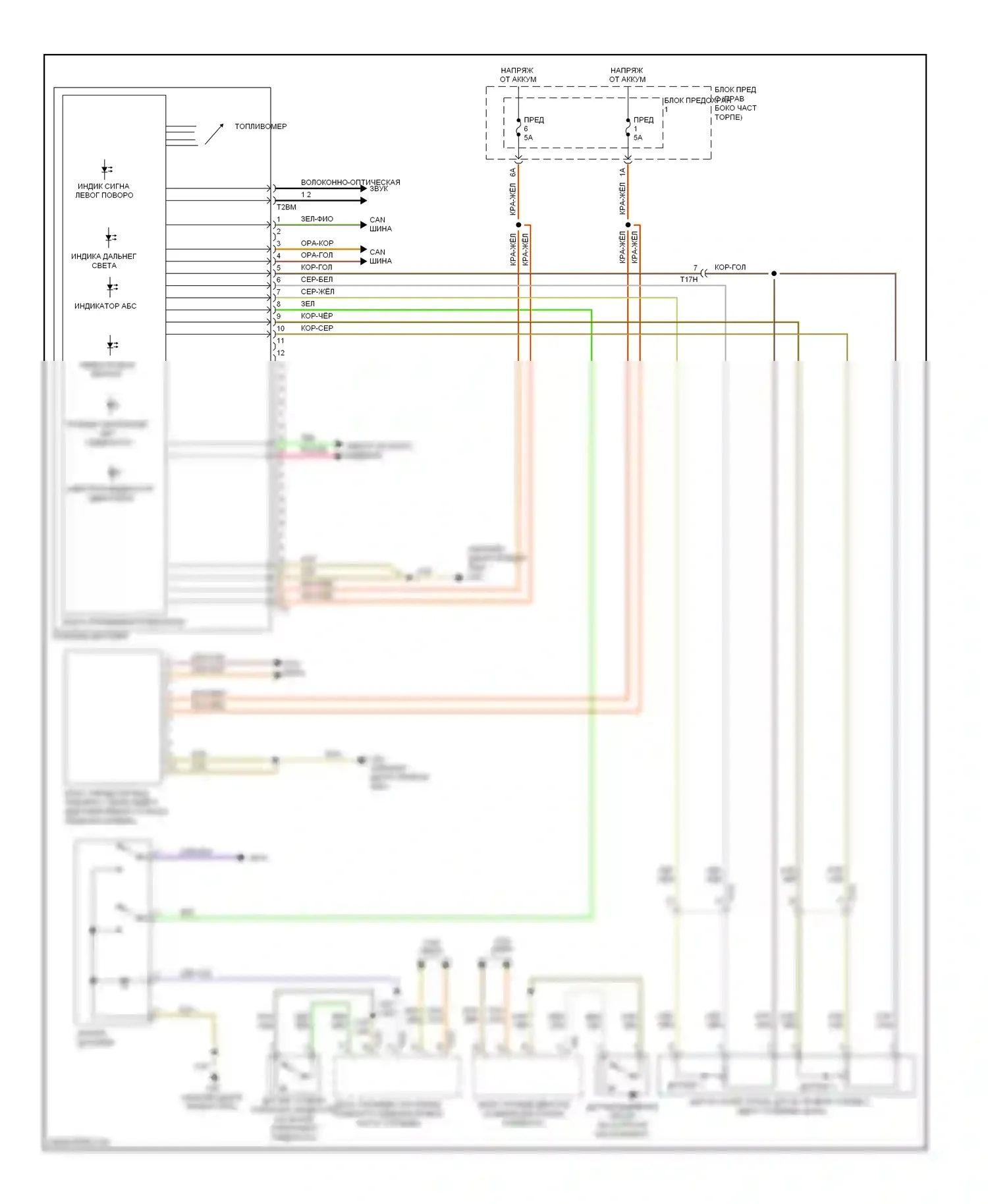 A7 Audi I (2010-2014): Электросхема приборной панели 