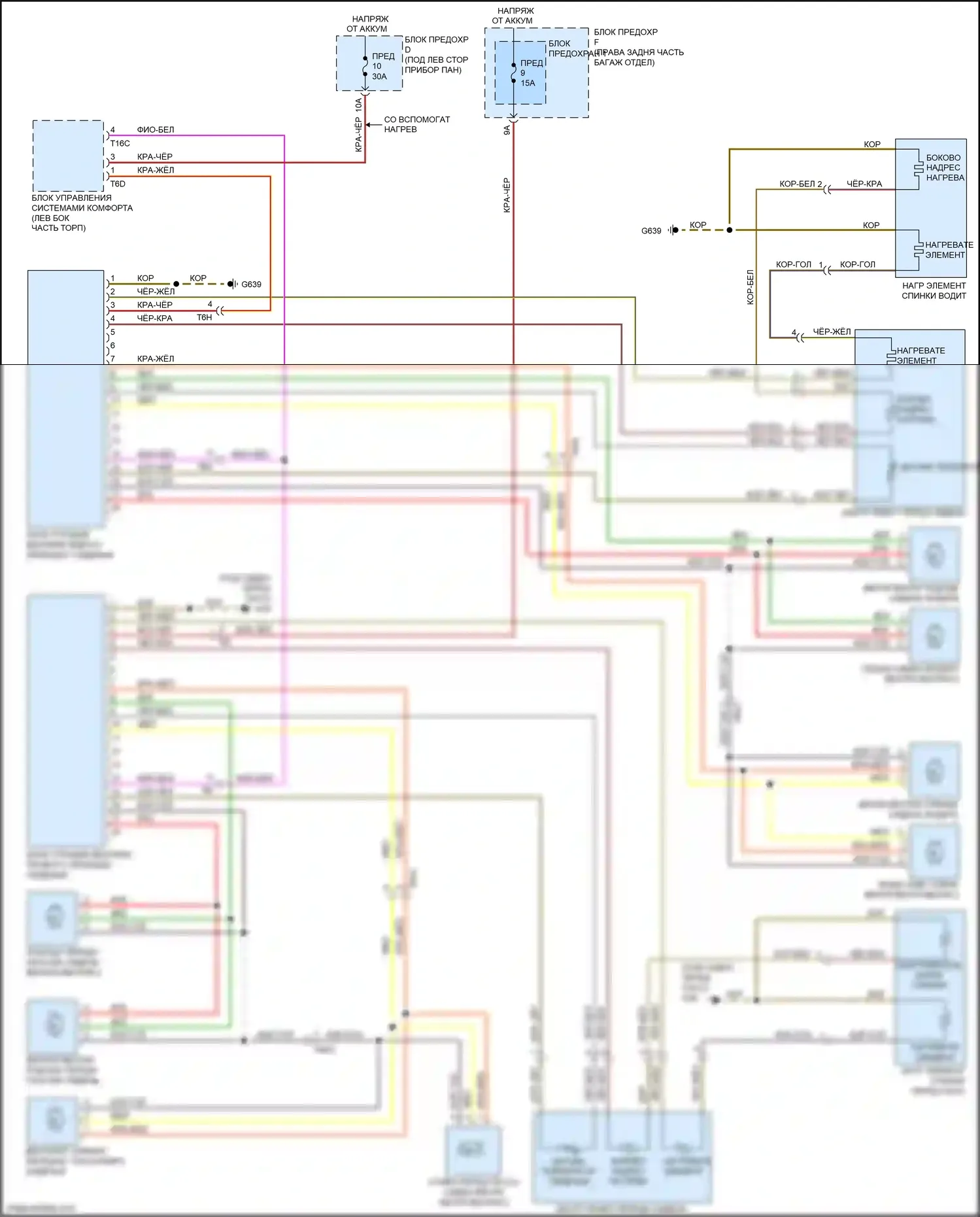 A7 Audi I (2010-2014): Электросхема передних обогреваемых сидений, с вентиляцией 