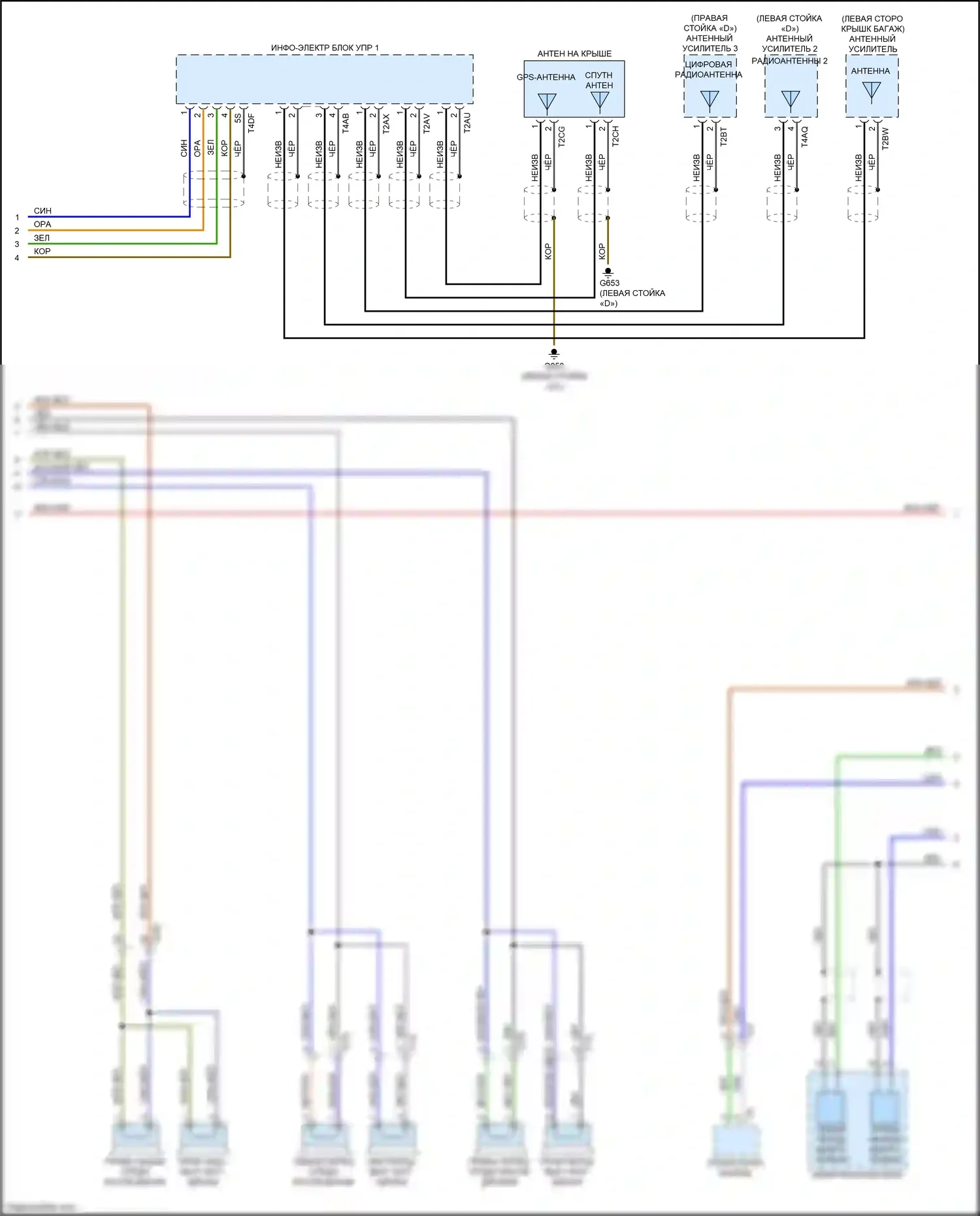 A7 Audi I (2010-2014): Электросхема навигационная, с магнитолой плюс (2 из 3) 