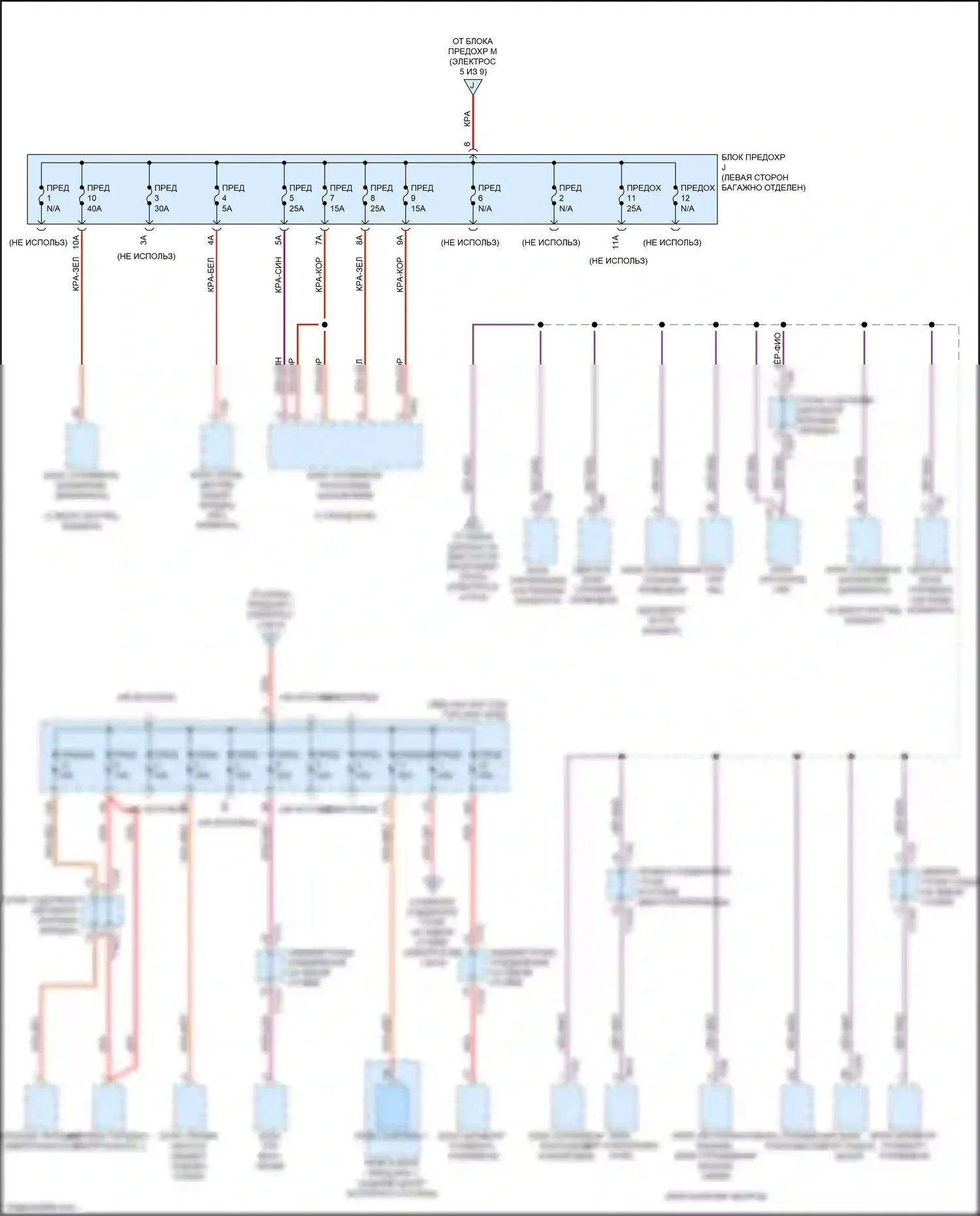 A7 Audi II (2018-2023): Электросхема блока предохранителей реле (6 из 9) 