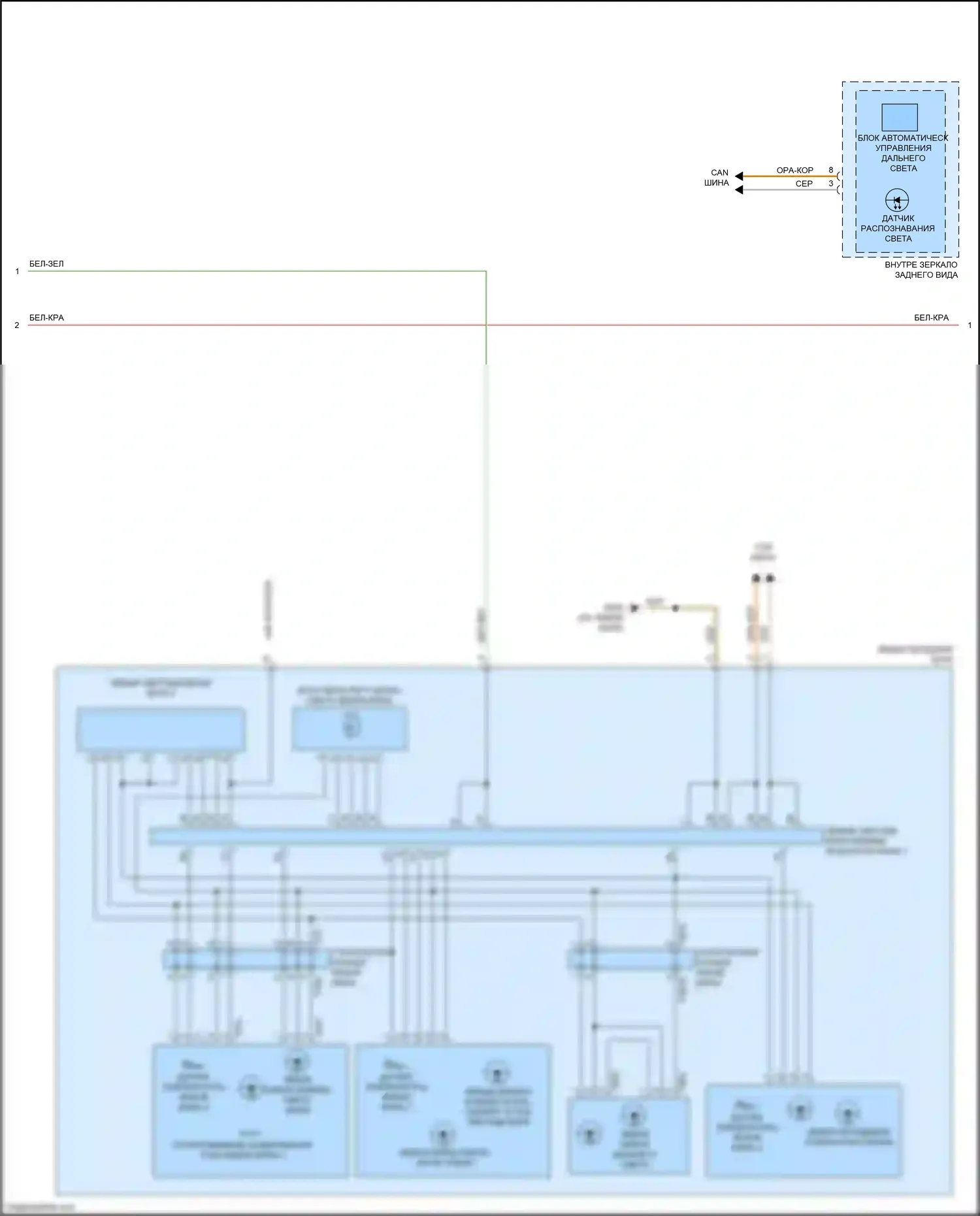 A7 Audi II (2018-2023): Электросхема фар, без множественного матричного луча и дополнительного лазерного дальнего света (2 из 3) 