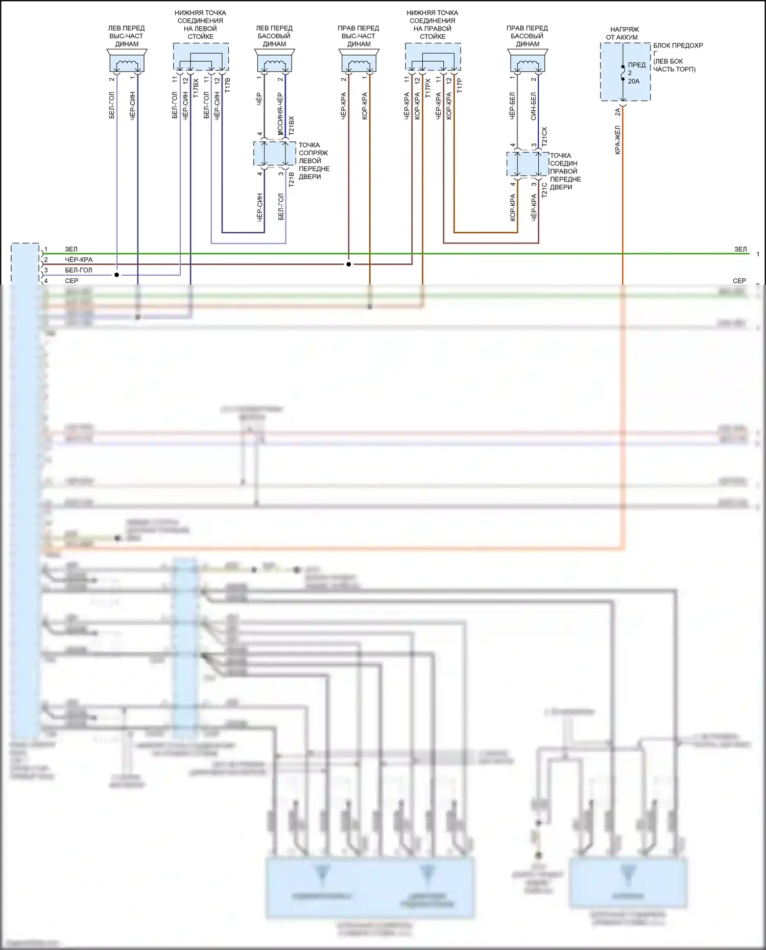 A7 Audi II (2018-2023): Электросхема магнитолы, без усилителя (1 из 5) 