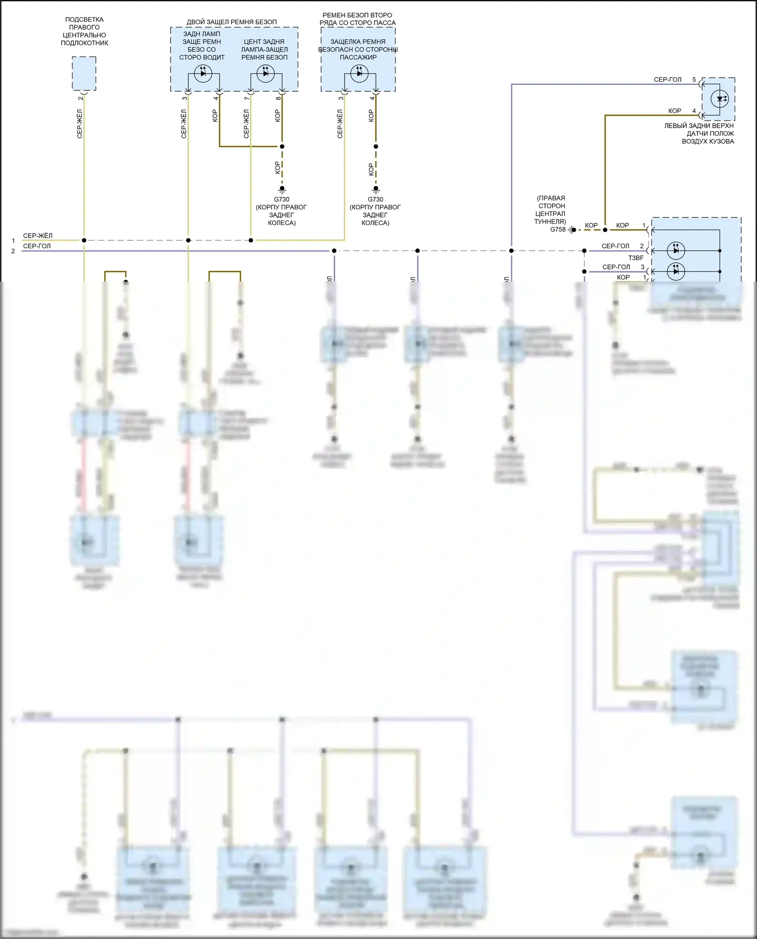 A7 Audi II (2018-2023): Электросхема подсветки приборной панели (2 из 3) 