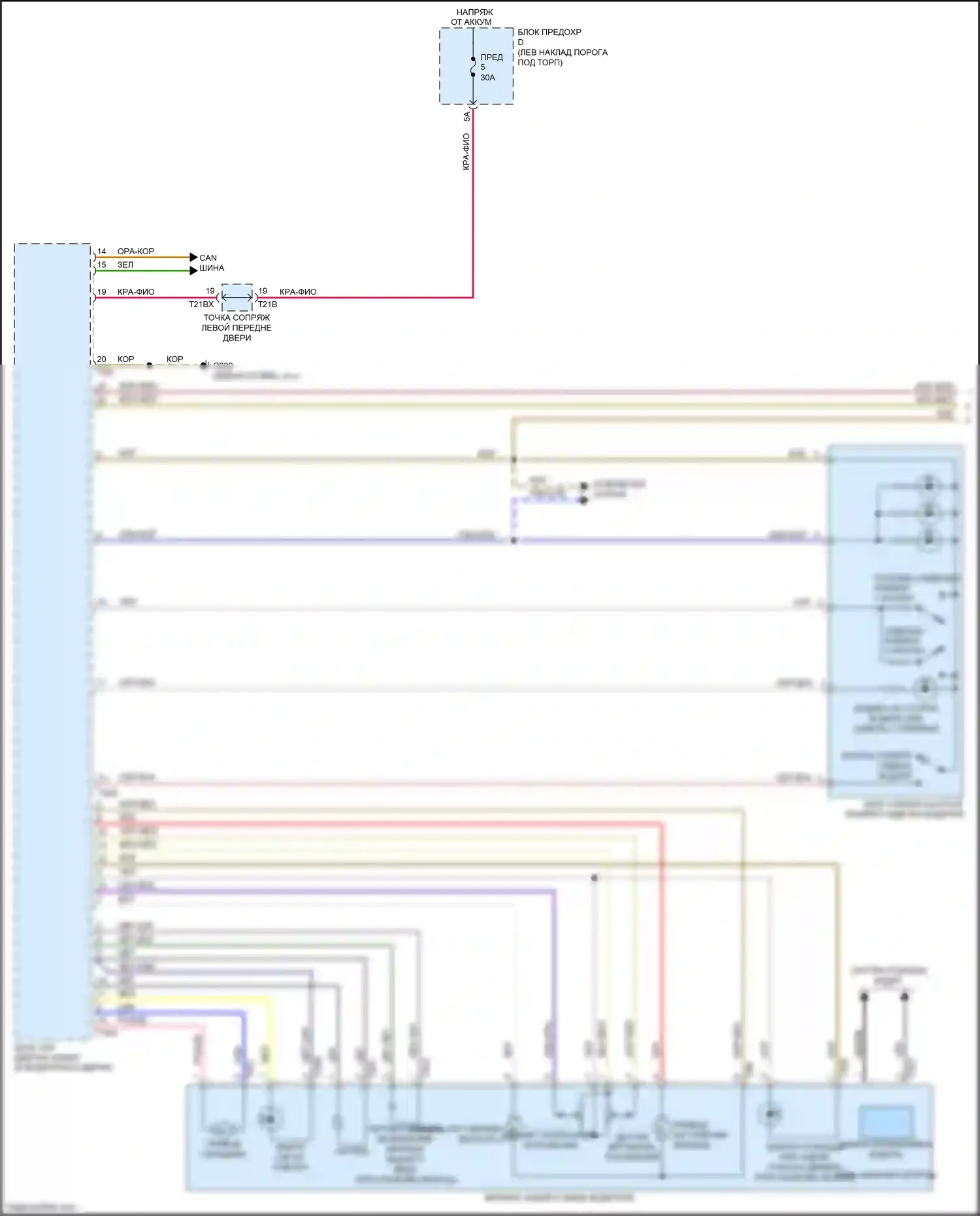 A7 Audi II (2018-2023): Электросхема памяти зеркал (1 из 2) 