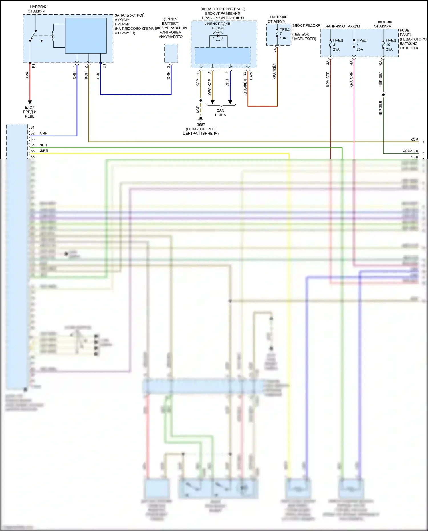 A7 Audi II (2018-2023): Электросхема подушек безопасности (1 из 5) 
