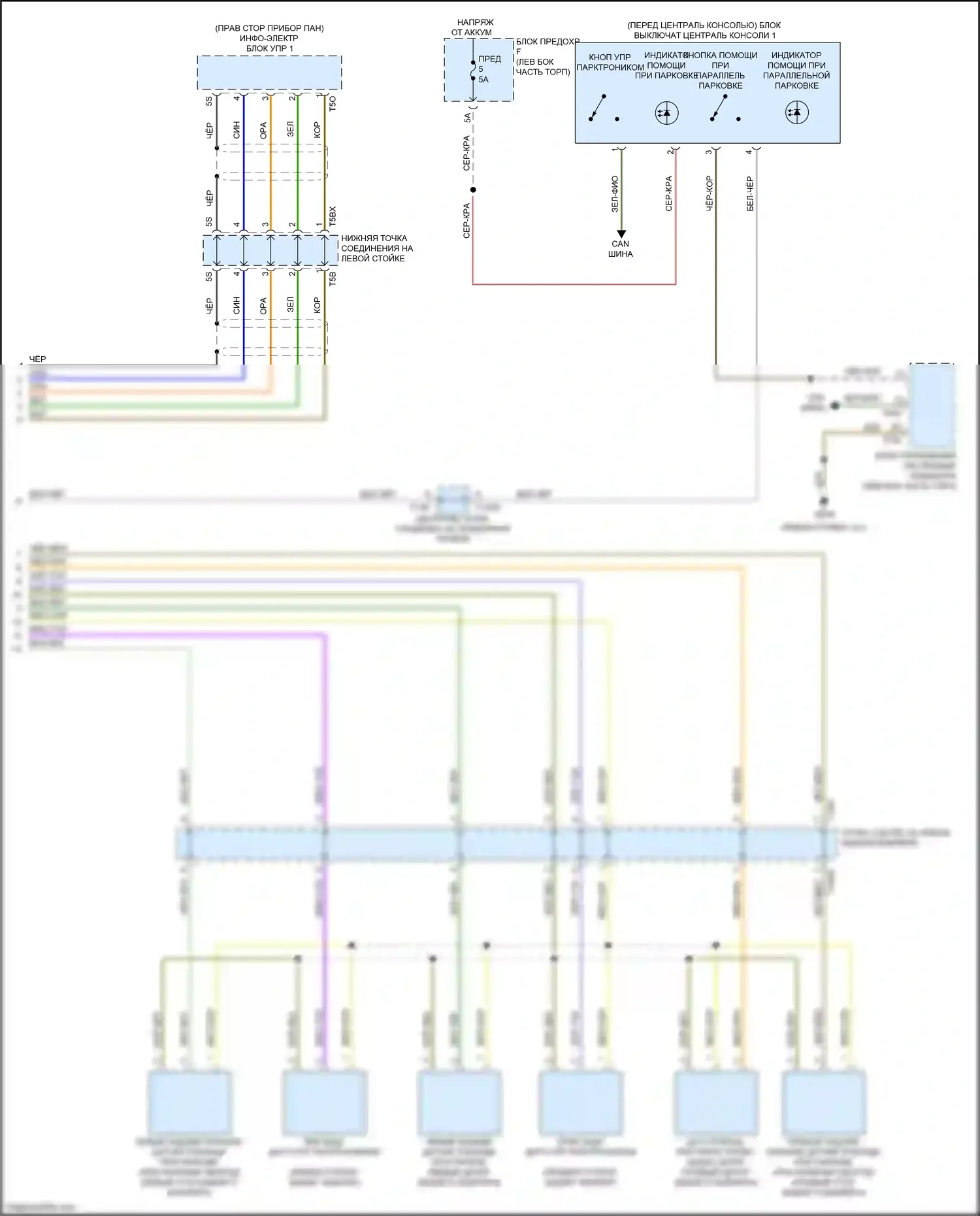 A7 Audi II (2018-2023): Электросхема парктроника, с параллельной парковкой и поддержкой водителя (2 из 2) 