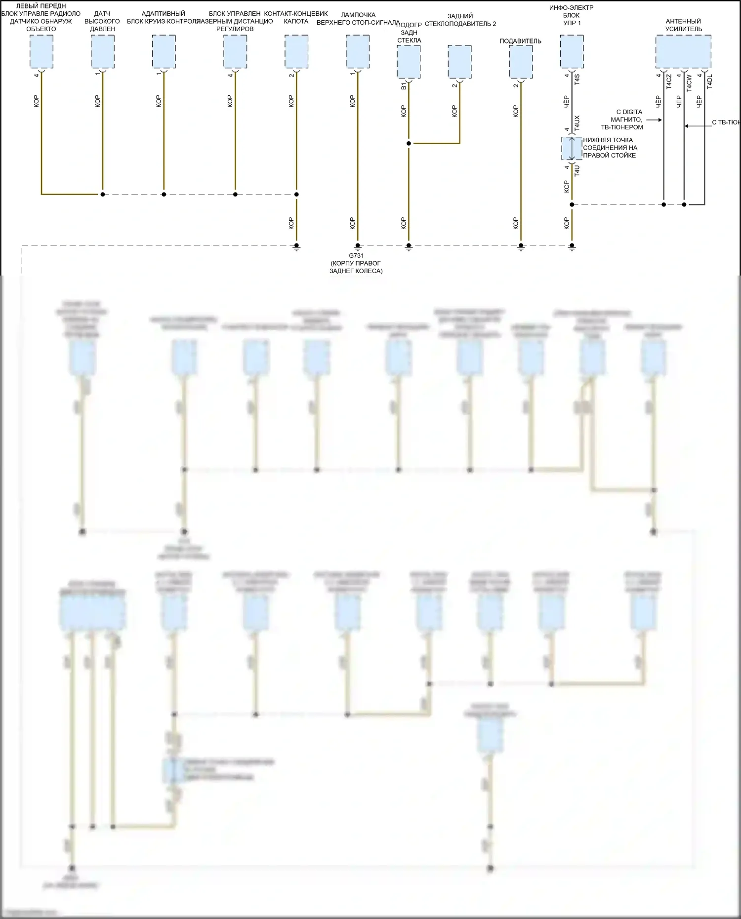 A7 Audi II (2018-2023): Электросхема разводки массы (2 из 10) 