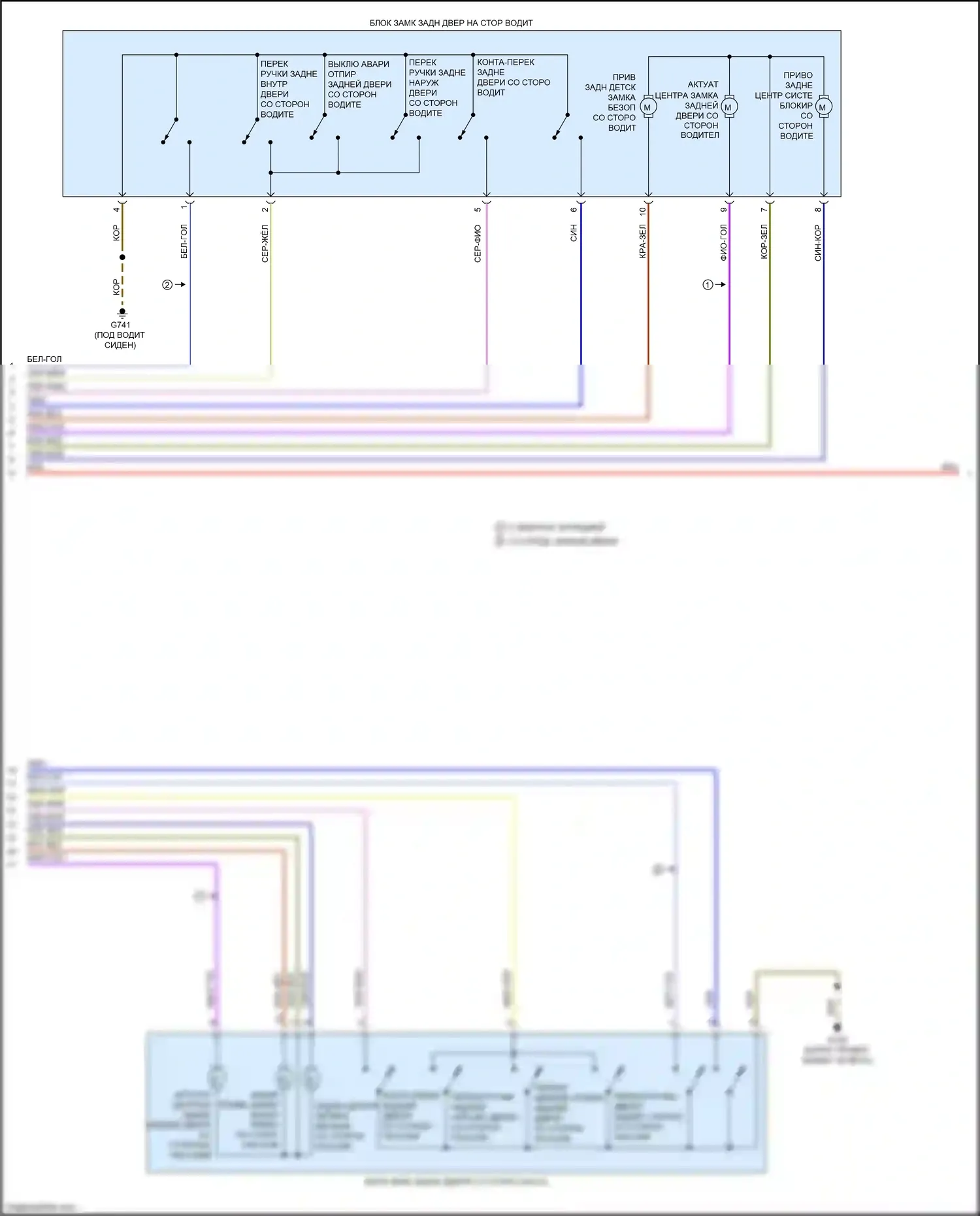 A7 Audi II (2018-2023): Электросхема центрального замка (4 из 5) 