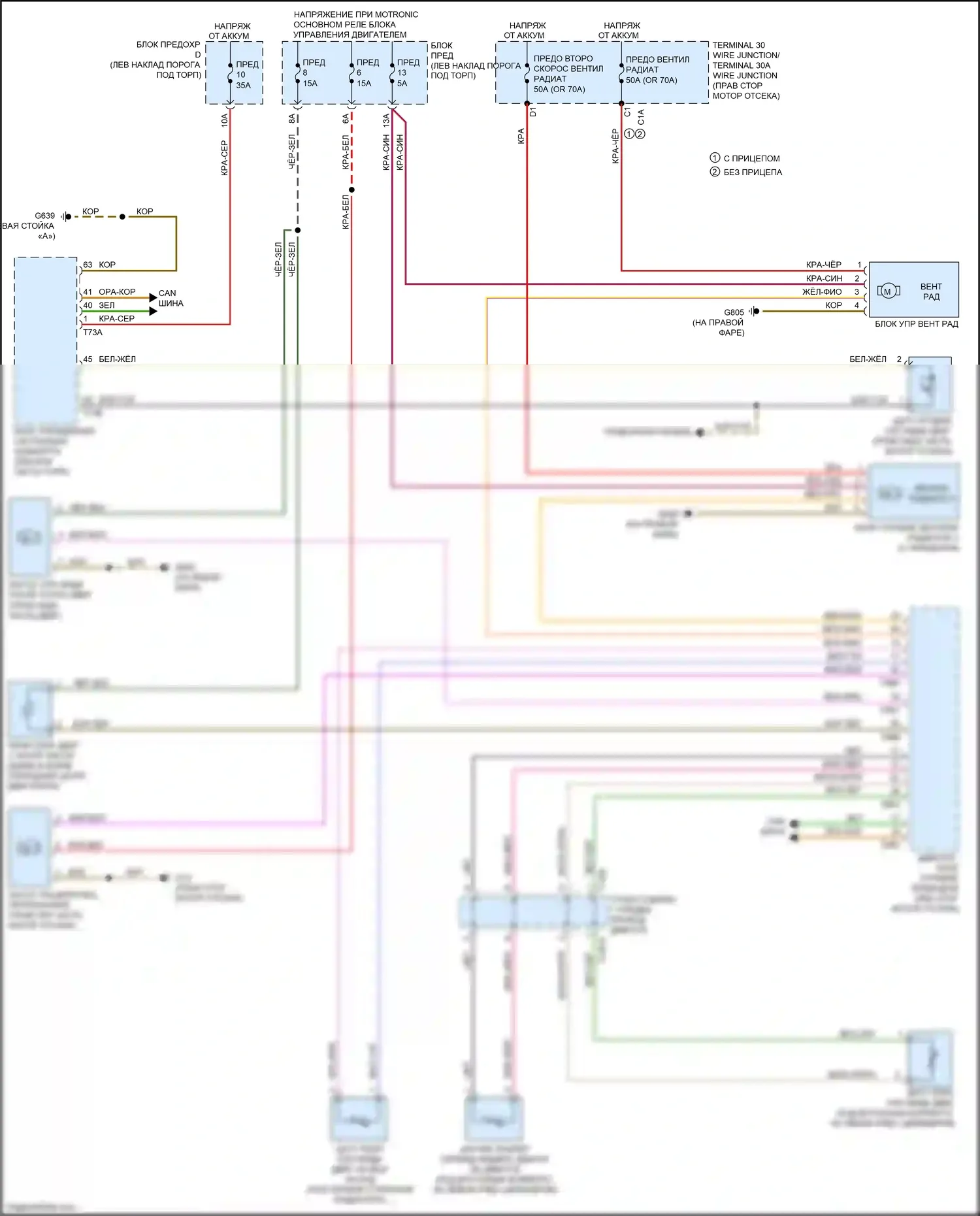 A7 Audi II (2018-2023): Электросхема вентилятора охлаждения 