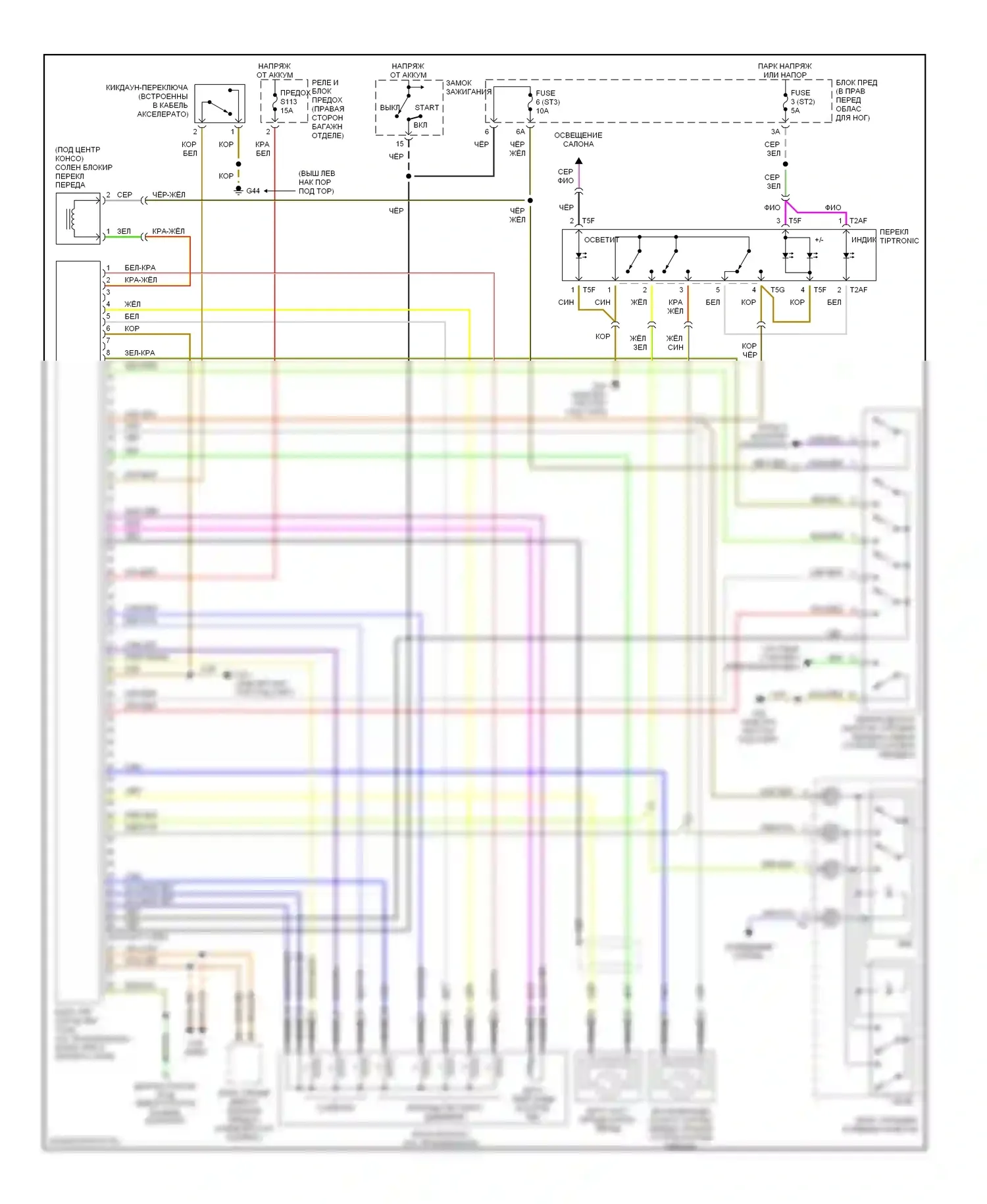 A8 Audi D2 рестайлинг (1999-2002): Электросхема автоматической коробки передач 
