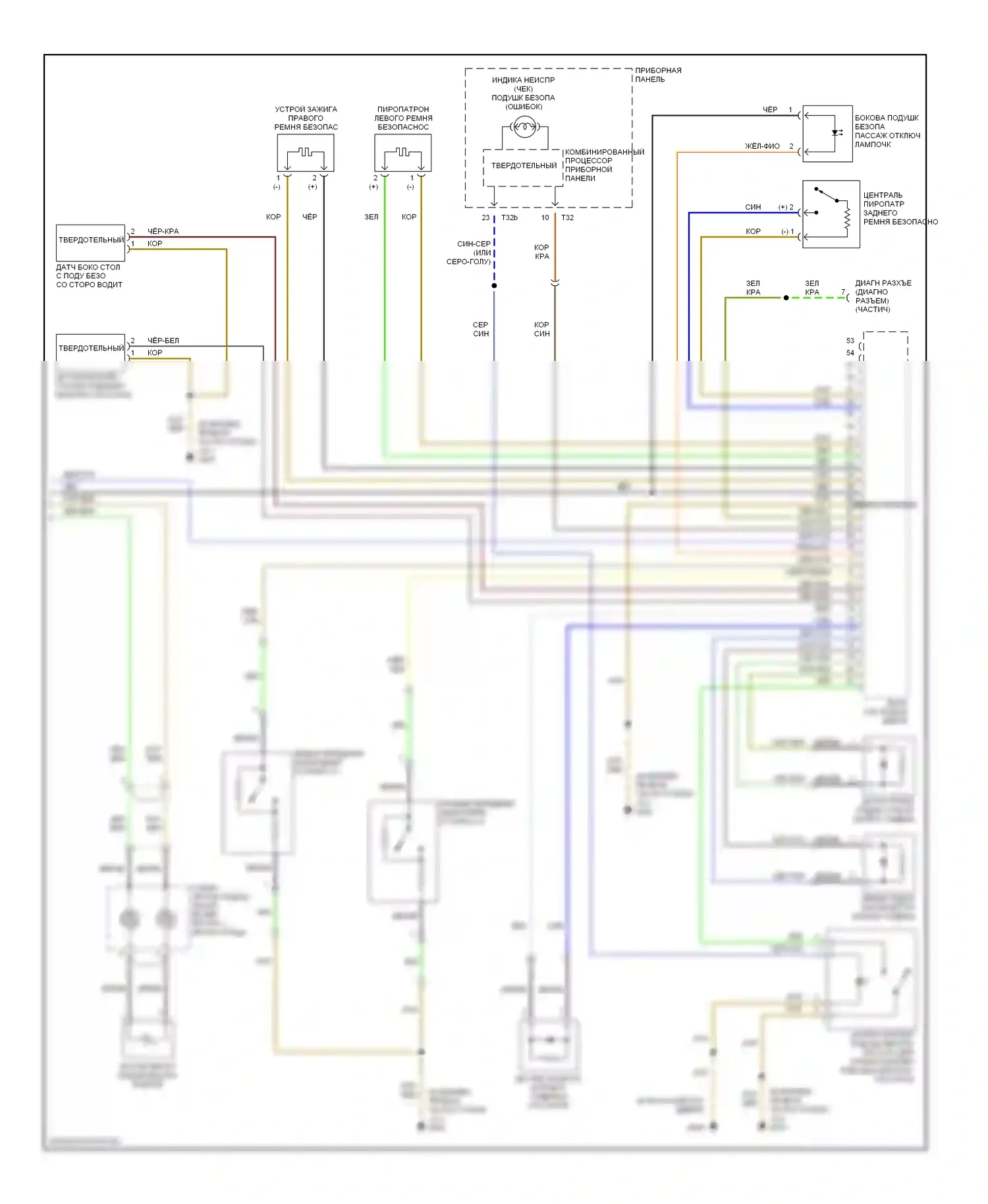 A8 Audi D2 рестайлинг (1999-2002): Электросхема подушек безопасности (2 из 2) 