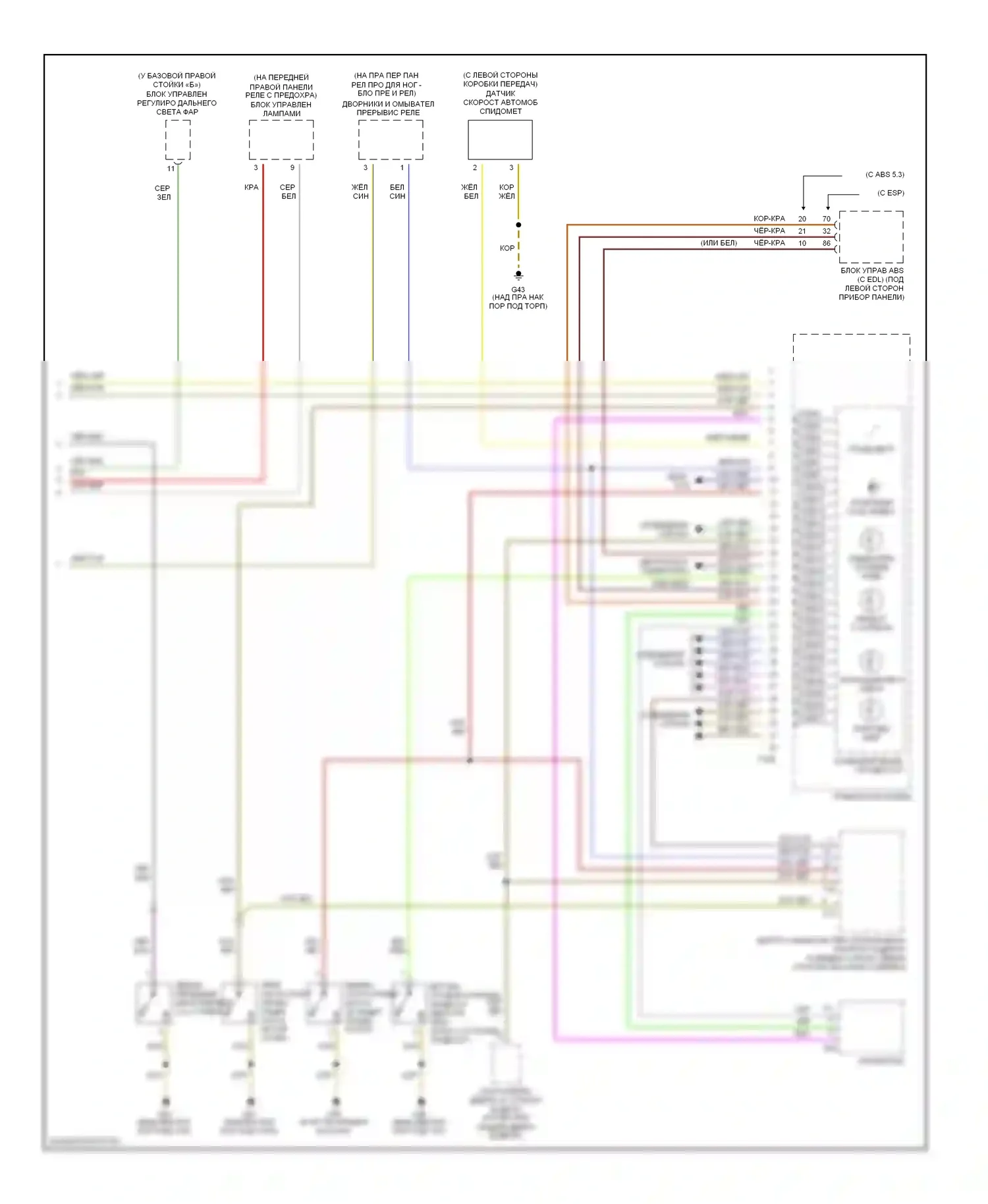 A8 Audi D2 рестайлинг (1999-2002): Электросхема приборной панели (3 из 3) 
