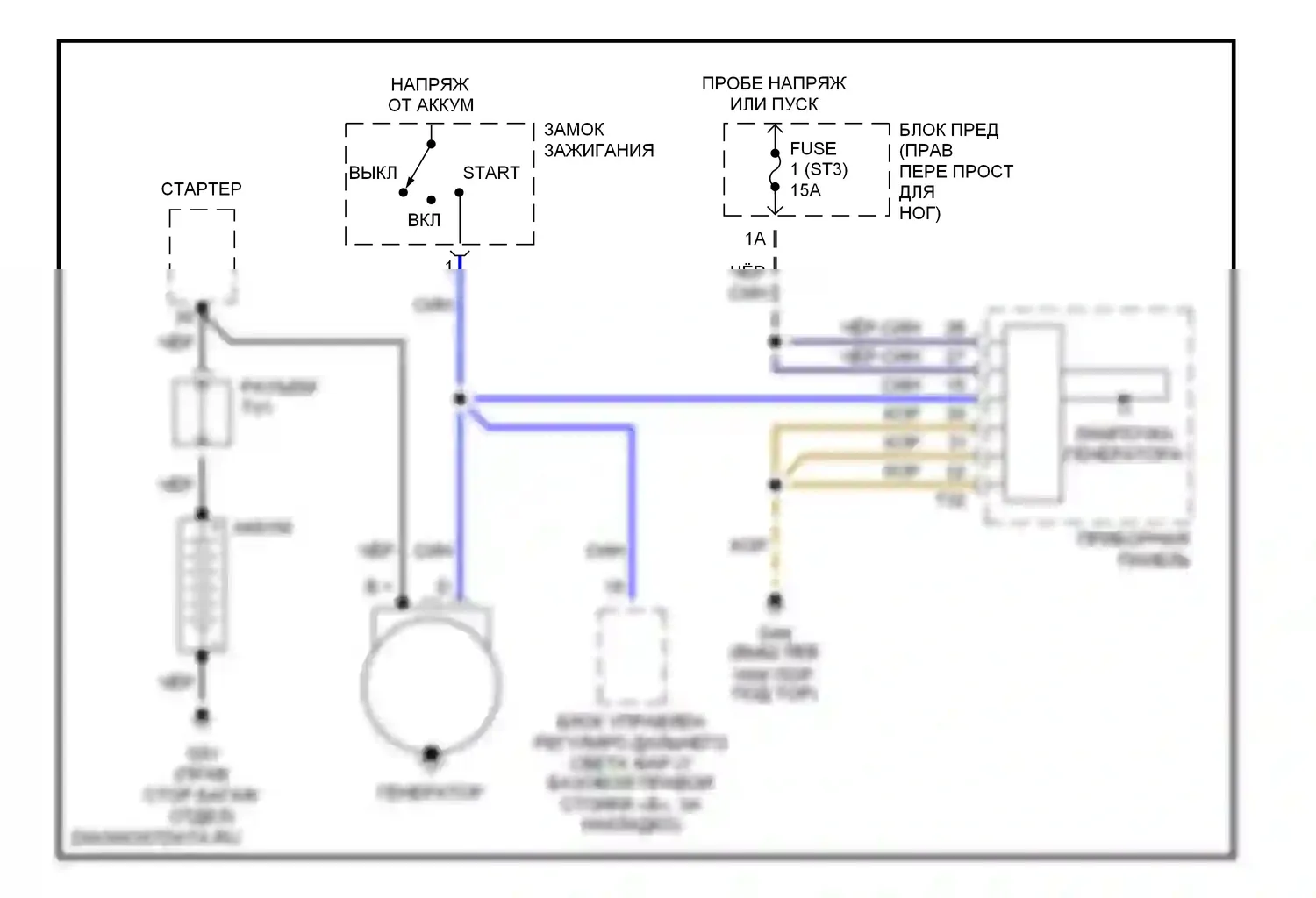 A8 Audi D2 рестайлинг (1999-2002): Электросхема генератора 