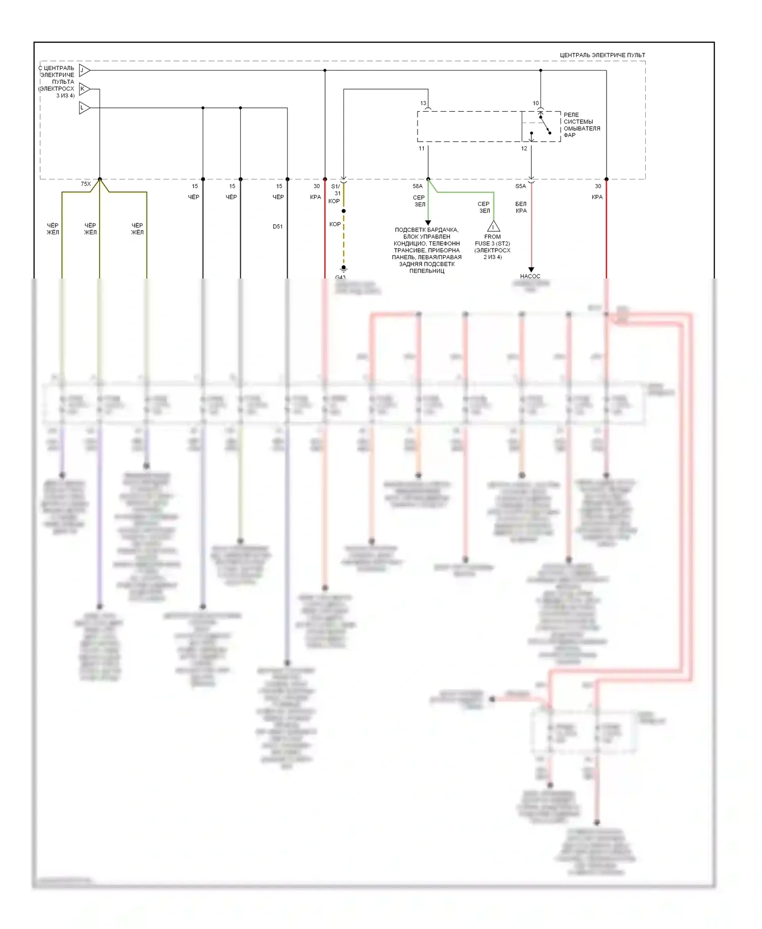 A8 Audi D2 (1994-1999): Электросхема блока предохранителей реле (4 из 4) 