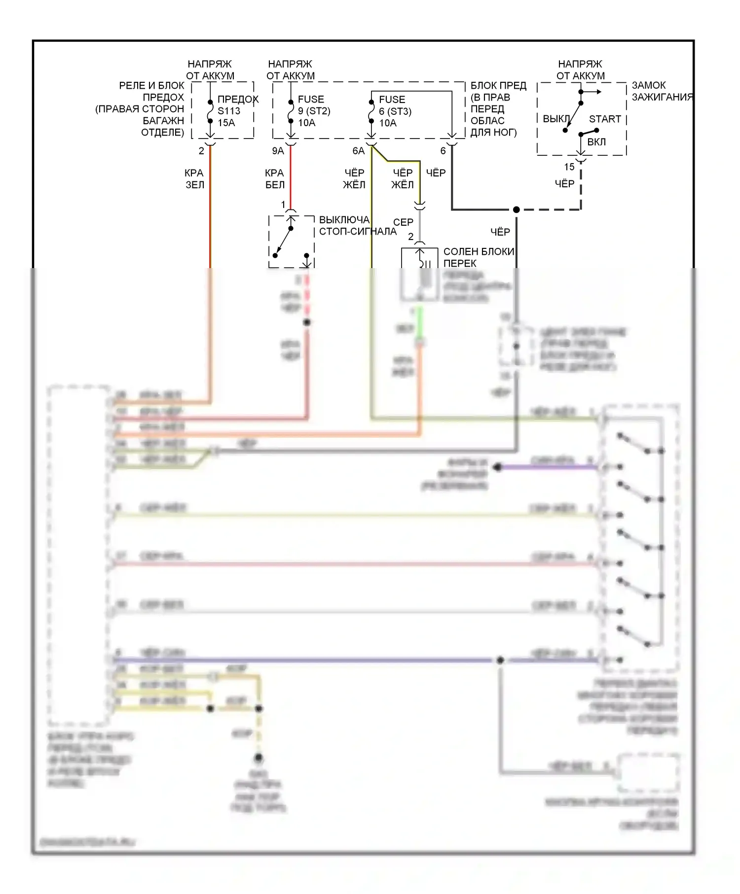 A8 Audi D2 (1994-1999): Электросхема блокировки селектора 
