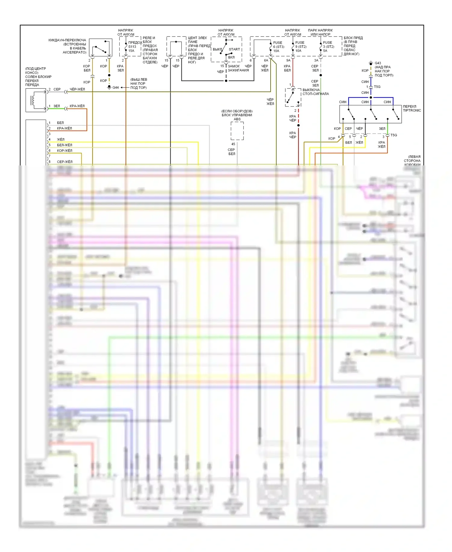 A8 Audi D2 (1994-1999): Электросхема автоматической коробки передач, fwd 