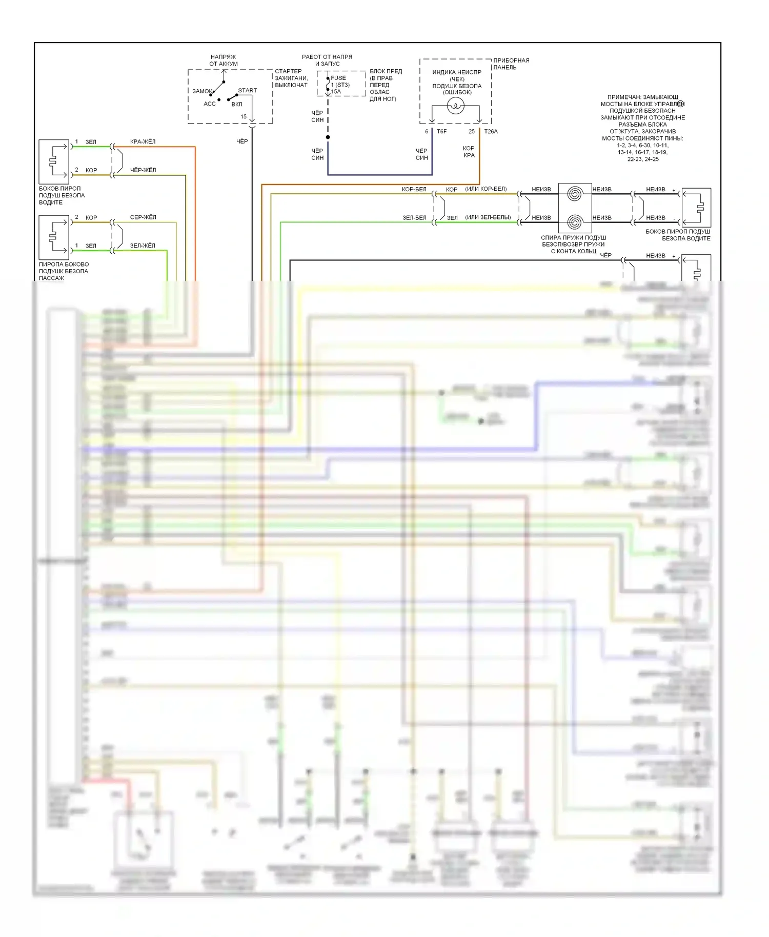 A8 Audi D2 (1994-1999): Электросхема подушек безопасности 