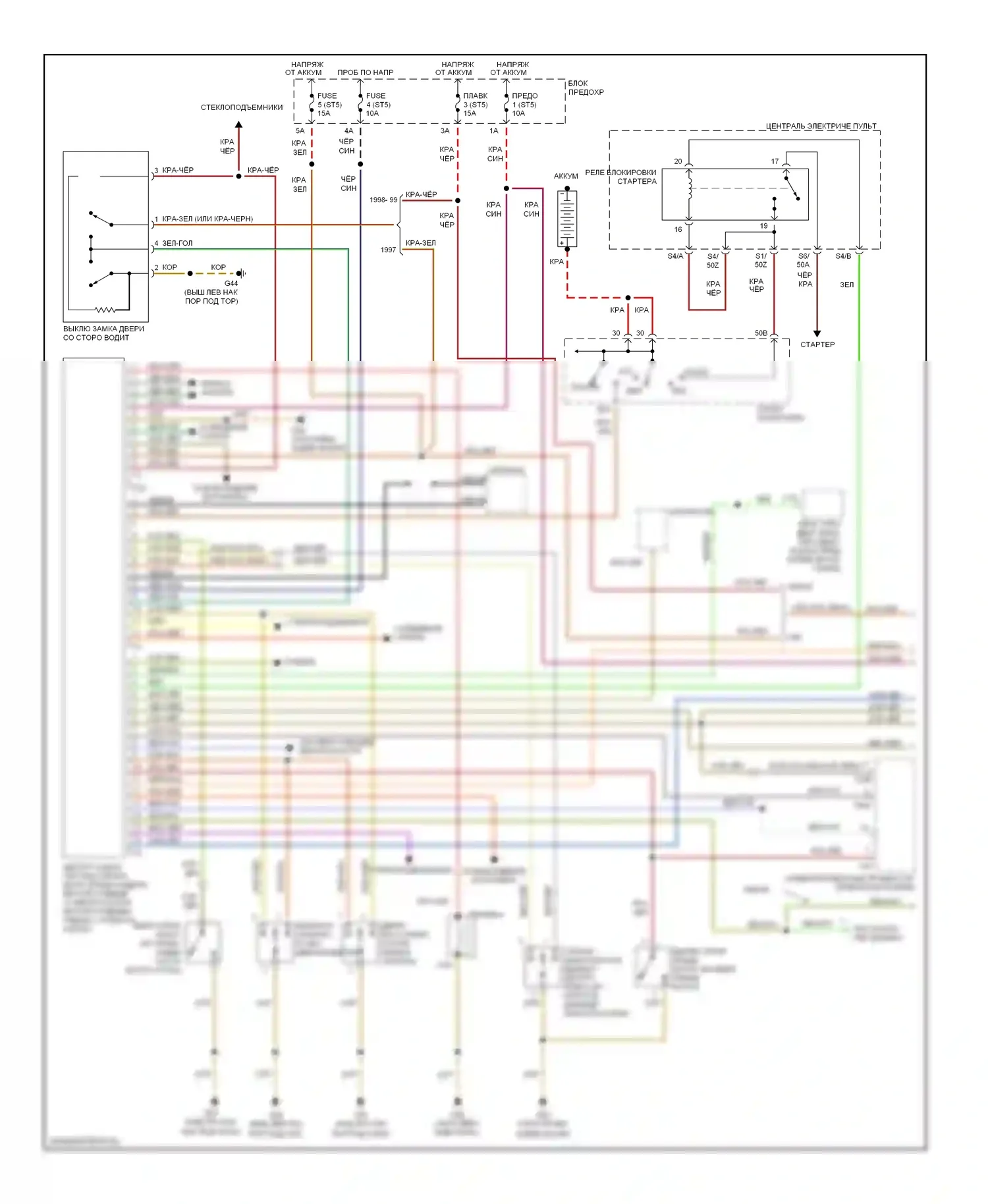 A8 Audi D2 (1994-1999): Электросхема центрального замка (1 из 2) 