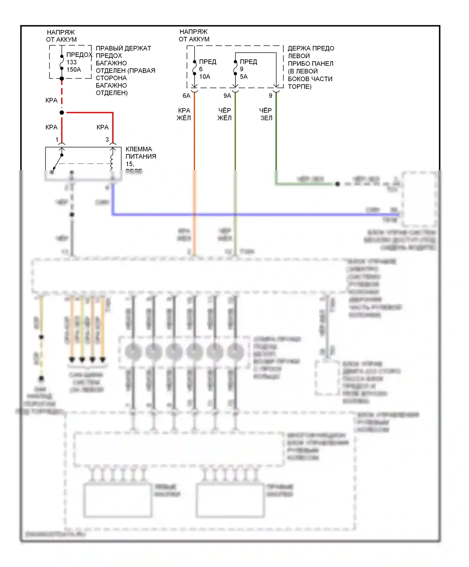 A8 Audi D3 рестайлинг 2 (2007-2010): Электросхема органов управления рулевым колесом 
