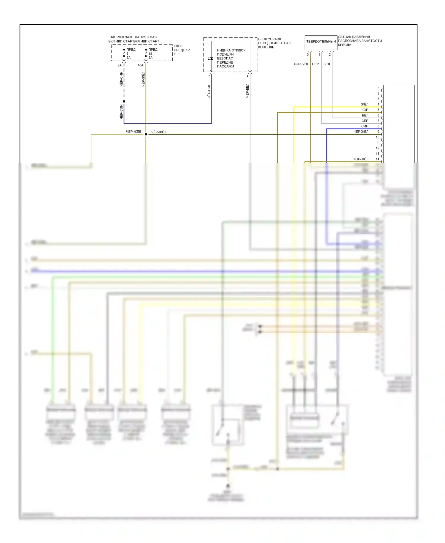 A8 Audi D3 рестайлинг 2 (2007-2010): Электросхема подушек безопасности (3 из 3) 