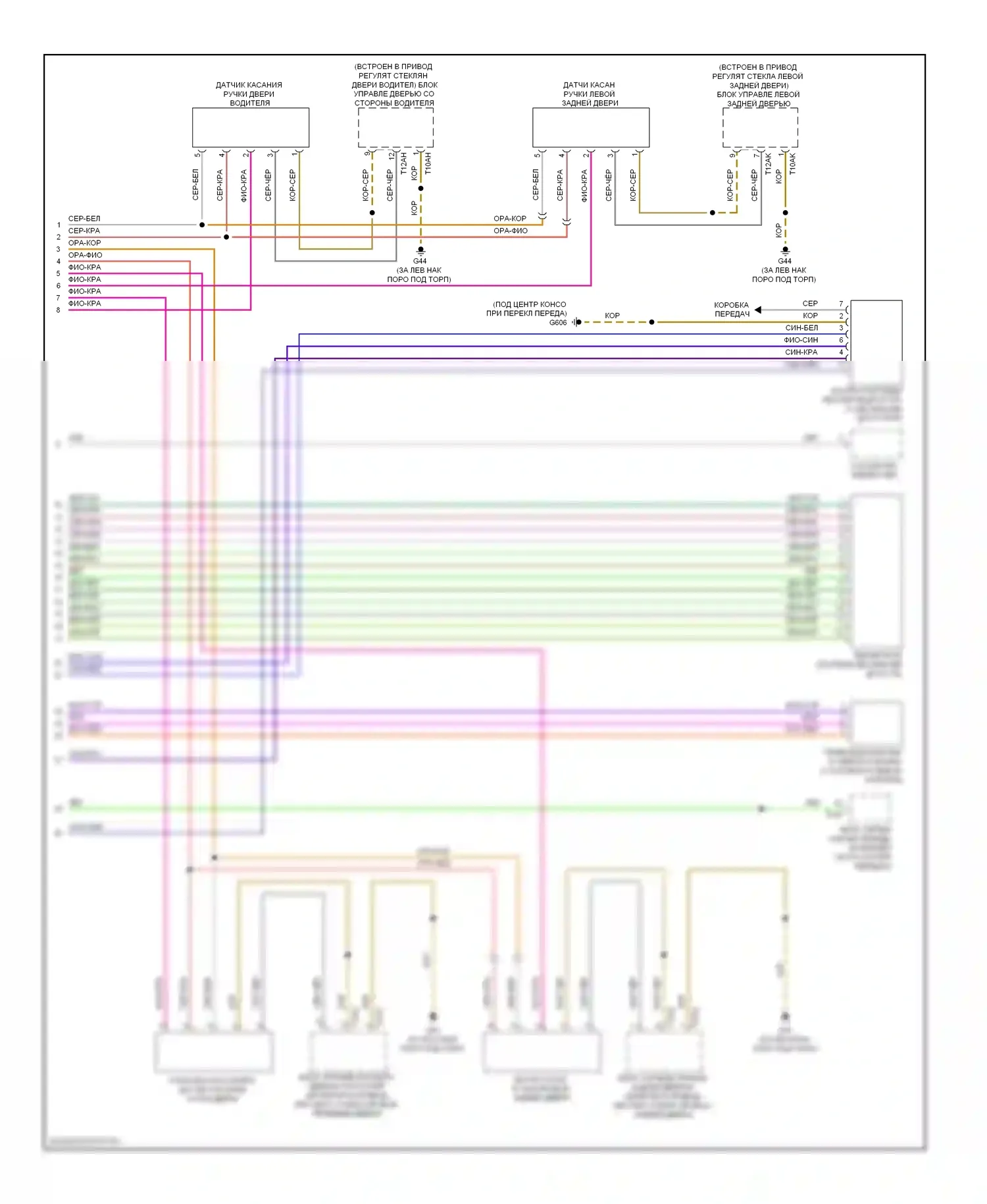 A8 Audi D3 рестайлинг 2 (2007-2010): Электросхема системы бесключевого доступа (2 из 2) 