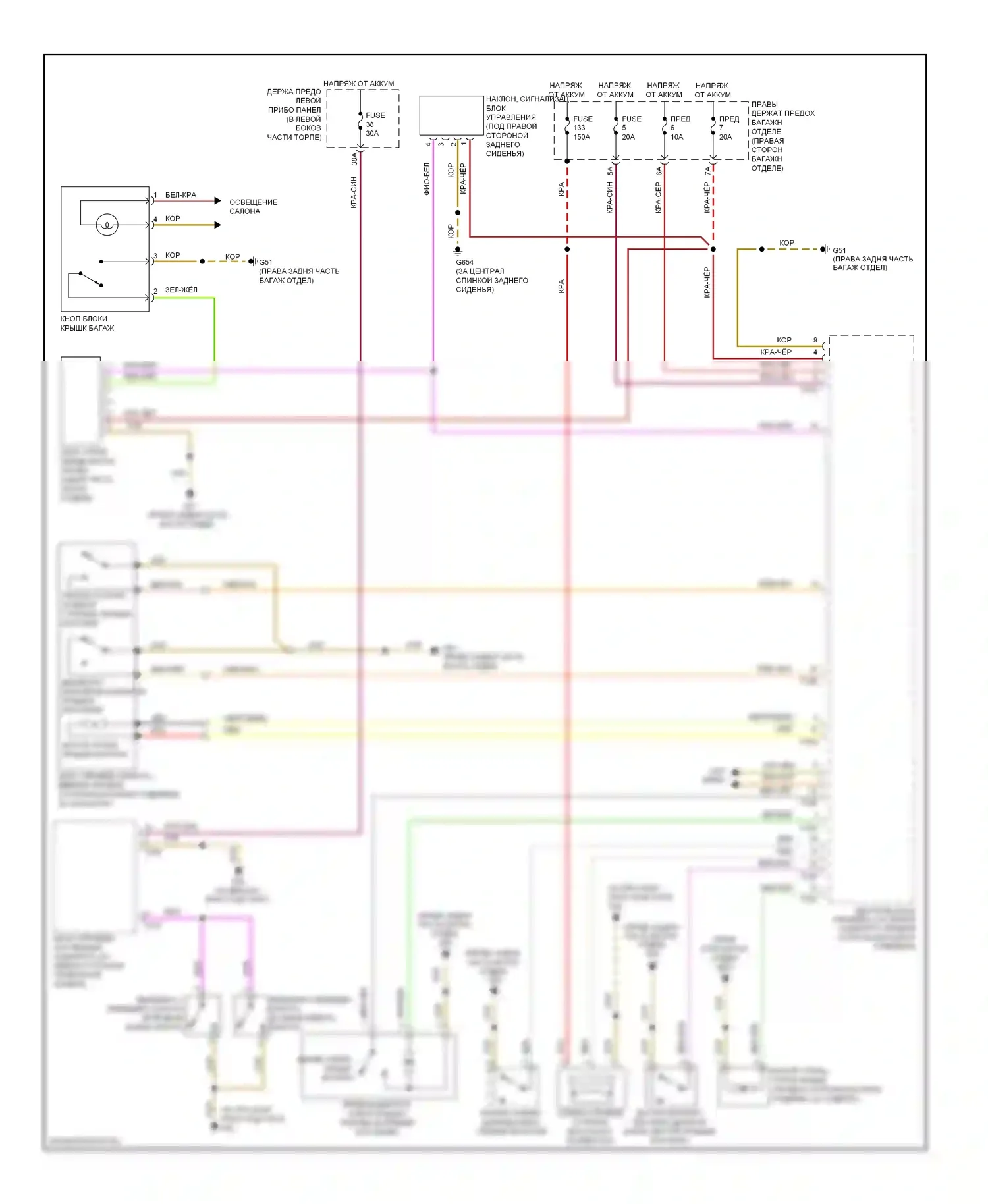 A8 Audi D3 рестайлинг 2 (2007-2010): Электросхема центрального замка (3 из 3) 