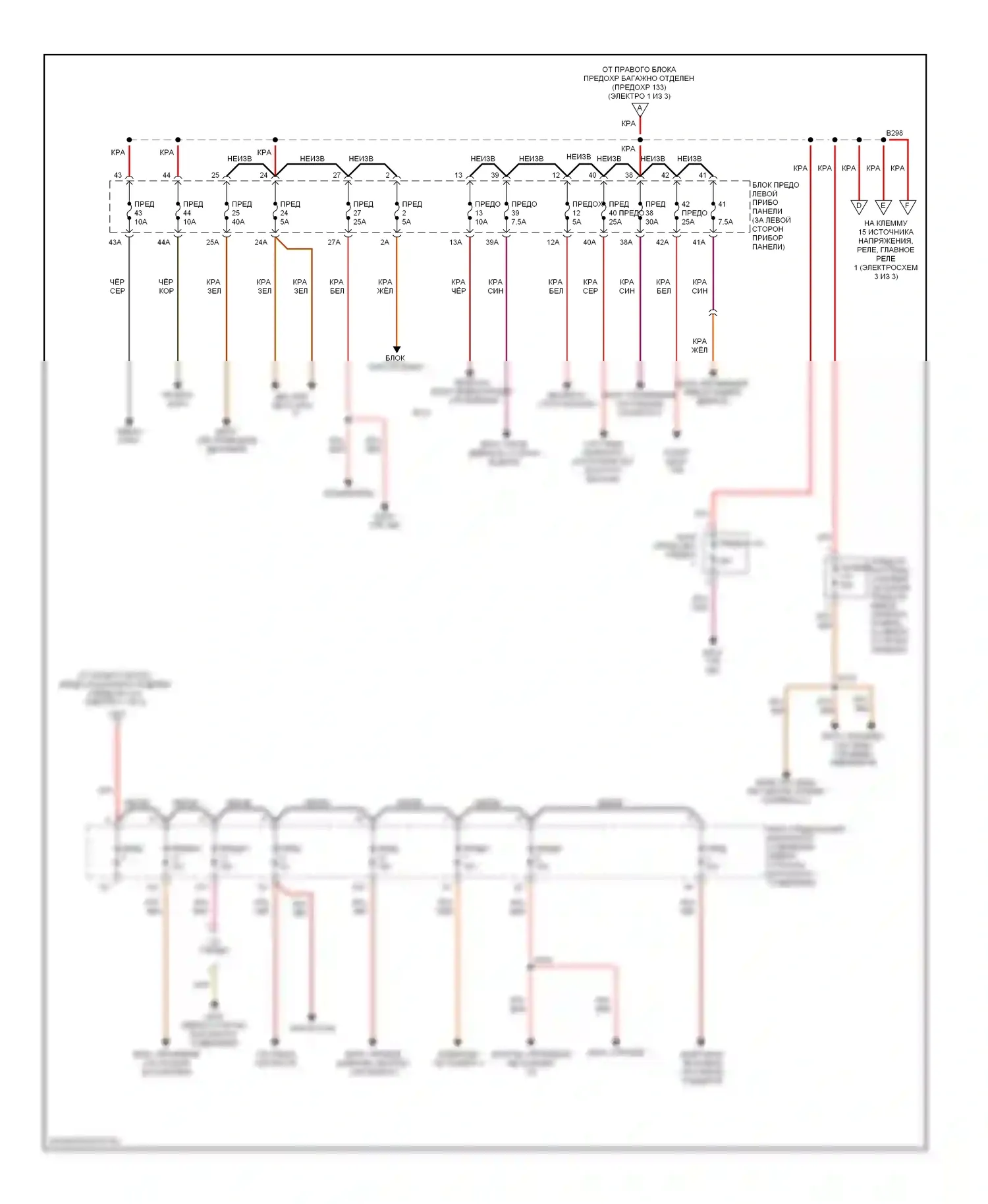 A8 Audi D3 рестайлинг (2005-2007): Электросхема блока предохранителей реле (2 из 3) 