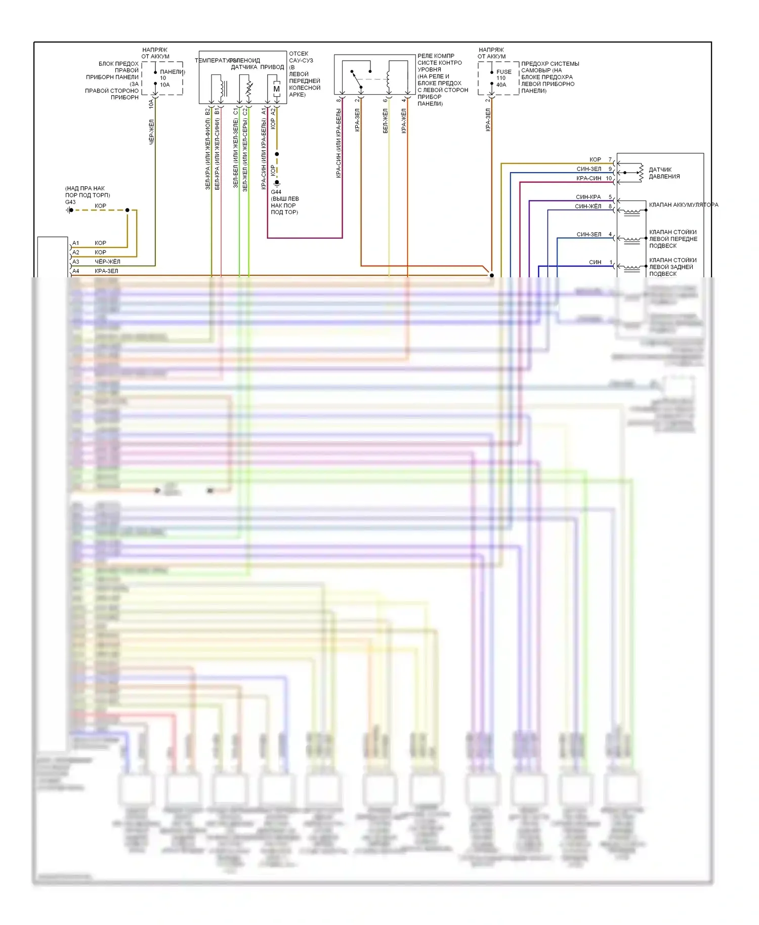 A8 Audi D3 рестайлинг (2005-2007): Электросхема пневмоподвески 