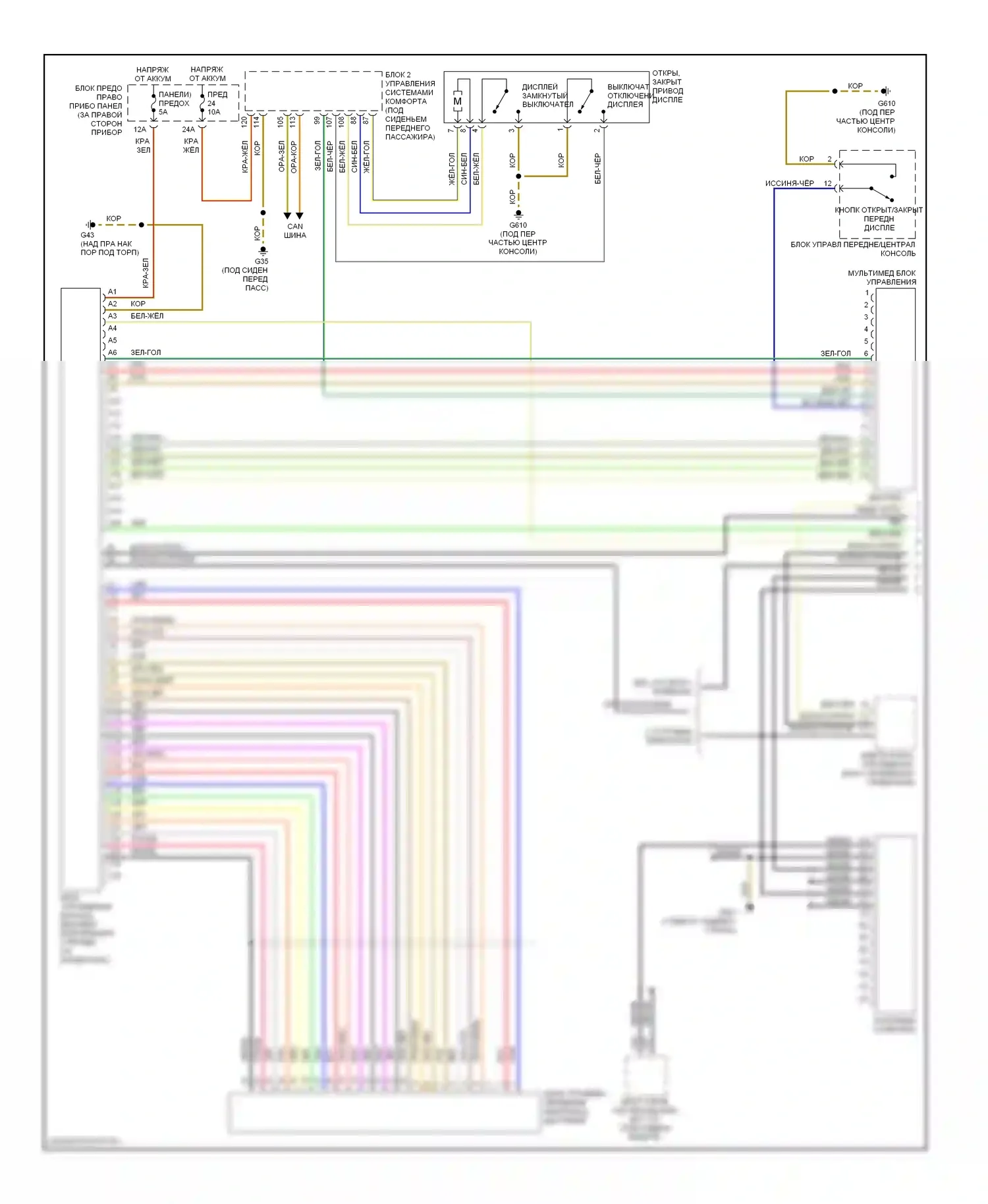 A8 Audi D3 рестайлинг (2005-2007): Электросхема мультимедийного интерфейса, базовая магнитола (1 из 4) 