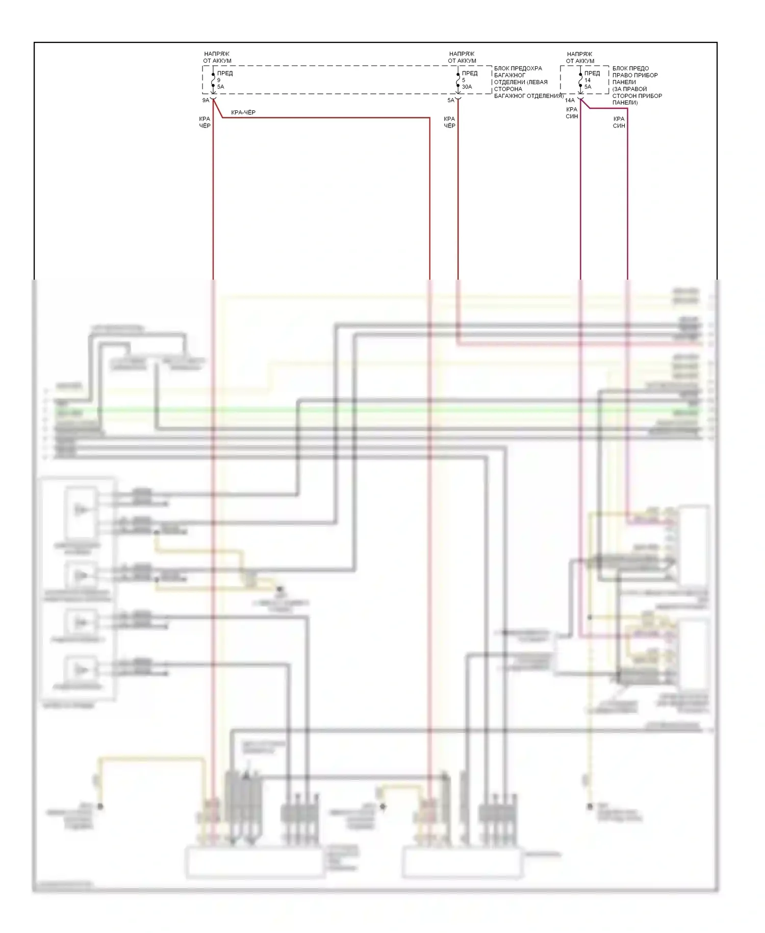 A8 Audi D3 рестайлинг (2005-2007): Электросхема мультимедийного интерфейса, базовая магнитола (2 из 4) 