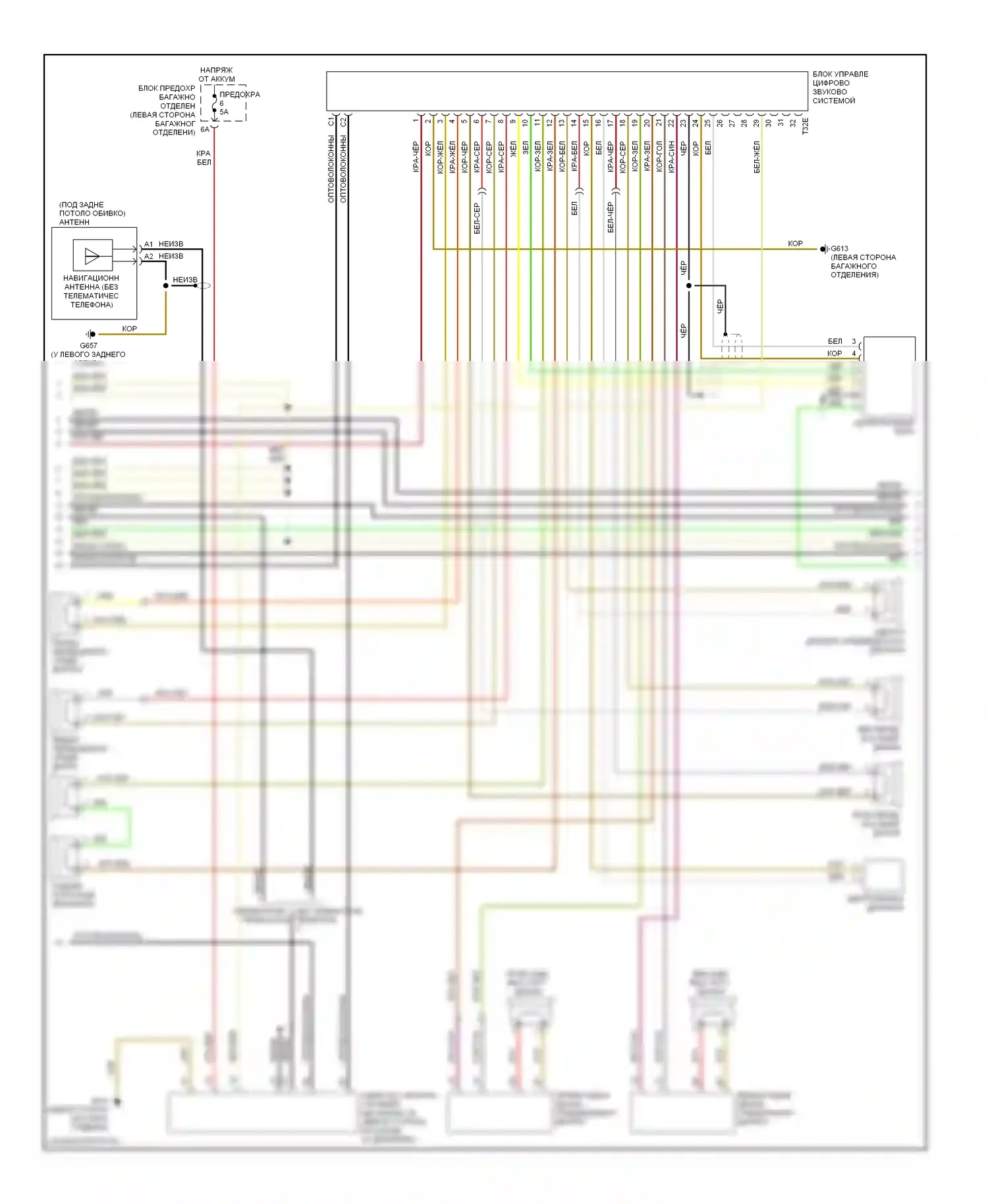 A8 Audi D3 рестайлинг (2005-2007): Электросхема мультимедийного интерфейса, базовая магнитола (3 из 4) 