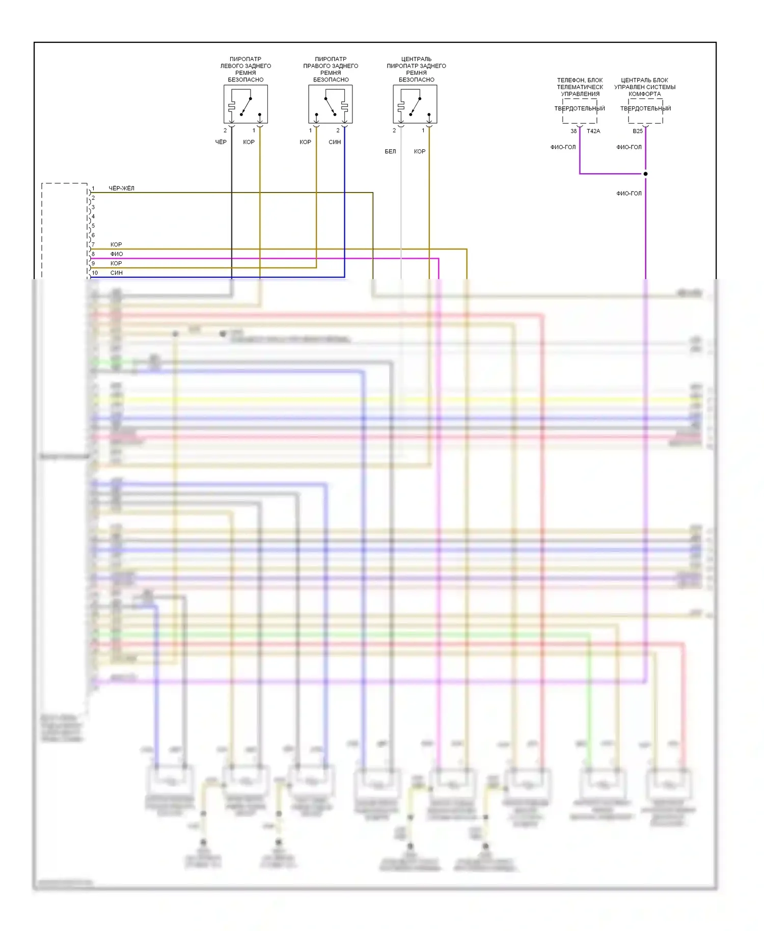 A8 Audi D3 рестайлинг (2005-2007): Электросхема подушек безопасности (1 из 3) 