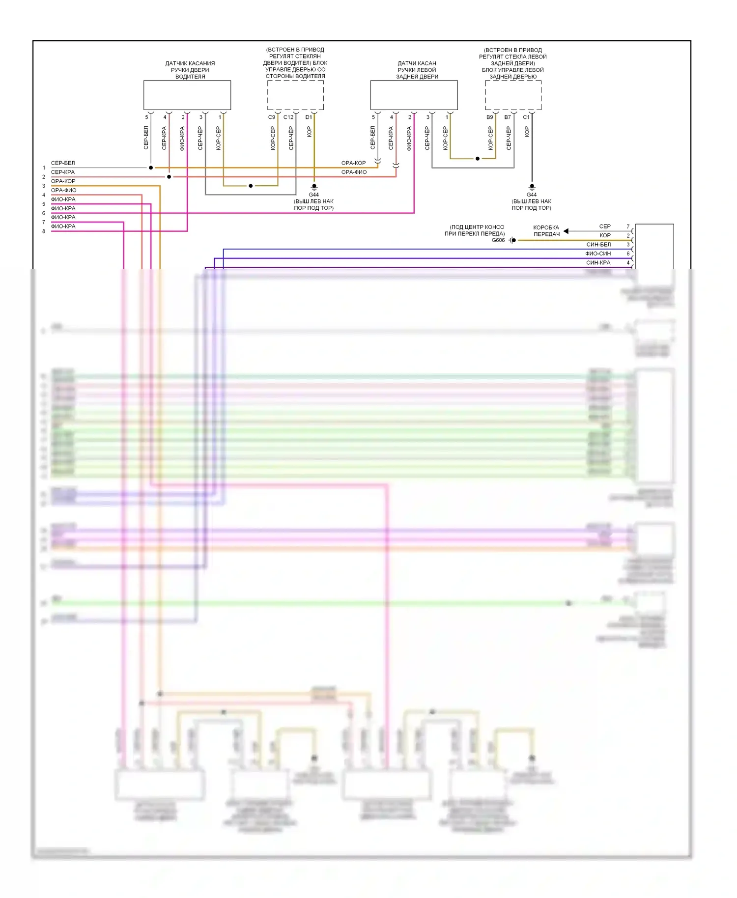 A8 Audi D3 рестайлинг (2005-2007): Электросхема системы бесключевого доступа (2 из 2) 