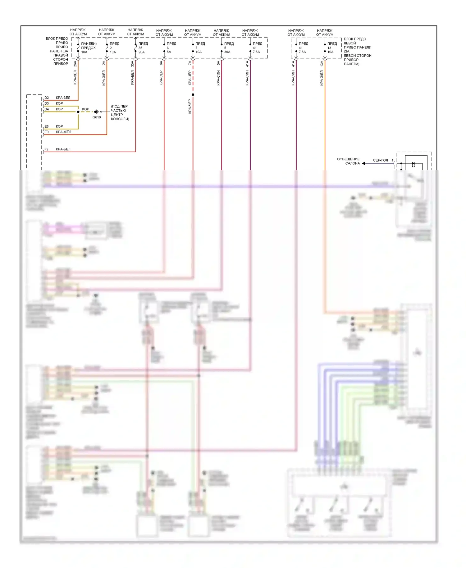 A8 Audi D3 рестайлинг (2005-2007): Электросхема солнцезащитного козырька заднего стекла 
