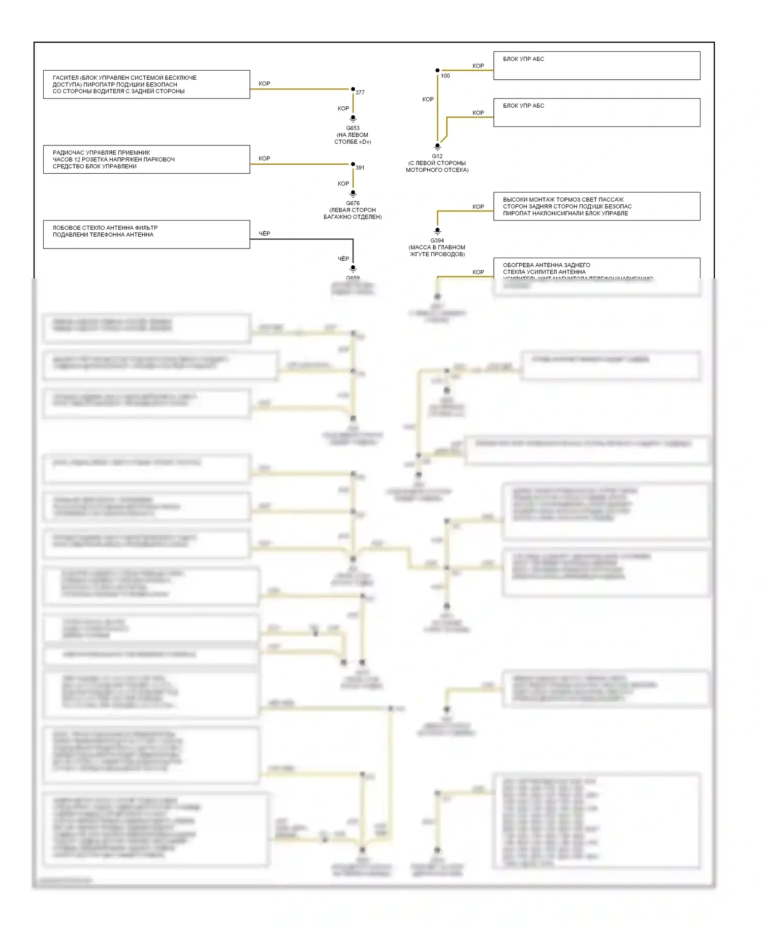 A8 Audi D3 рестайлинг (2005-2007): Электросхема разводки массы (1 из 2) 