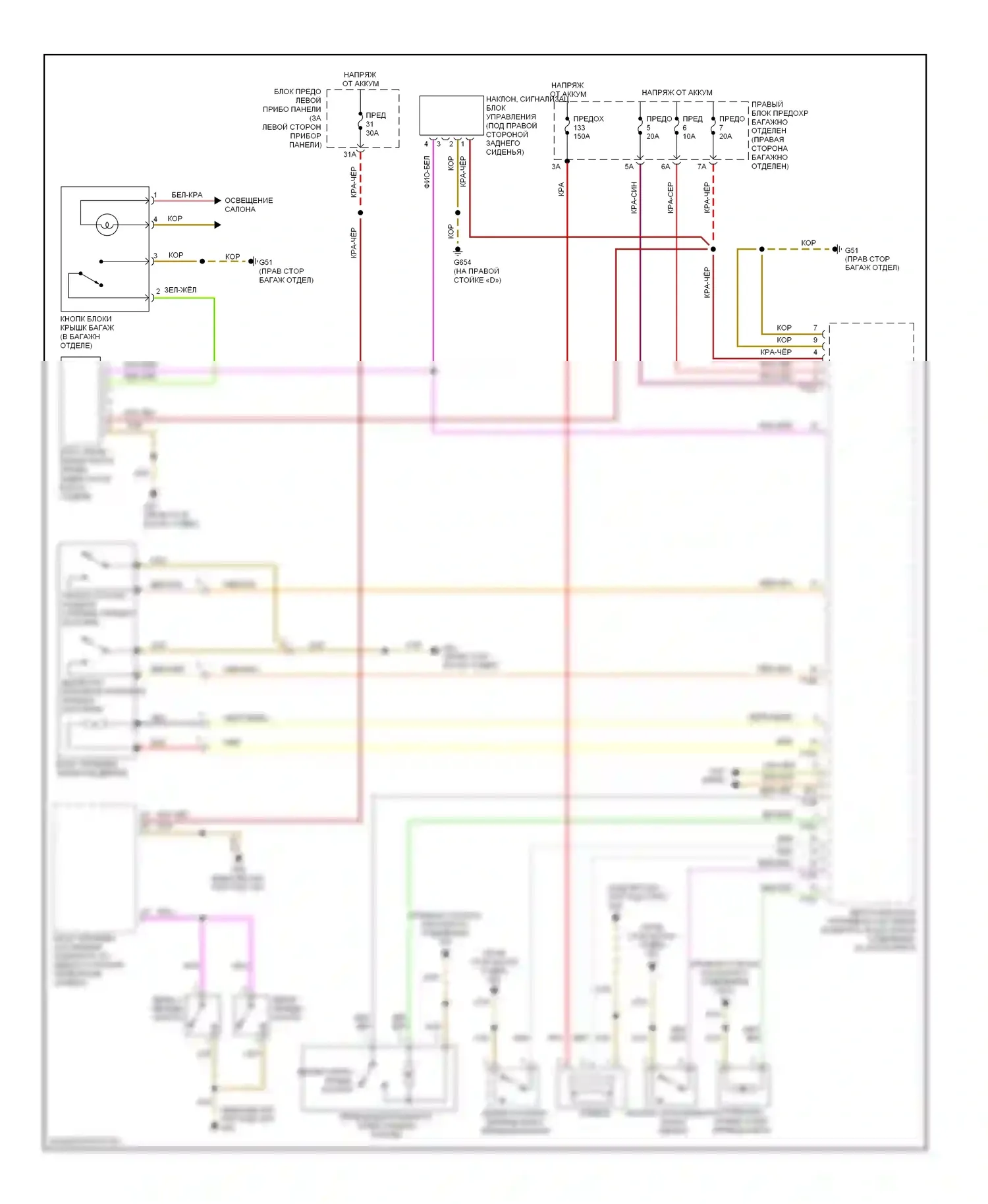 A8 Audi D3 рестайлинг (2005-2007): Электросхема центрального замка (3 из 3) 