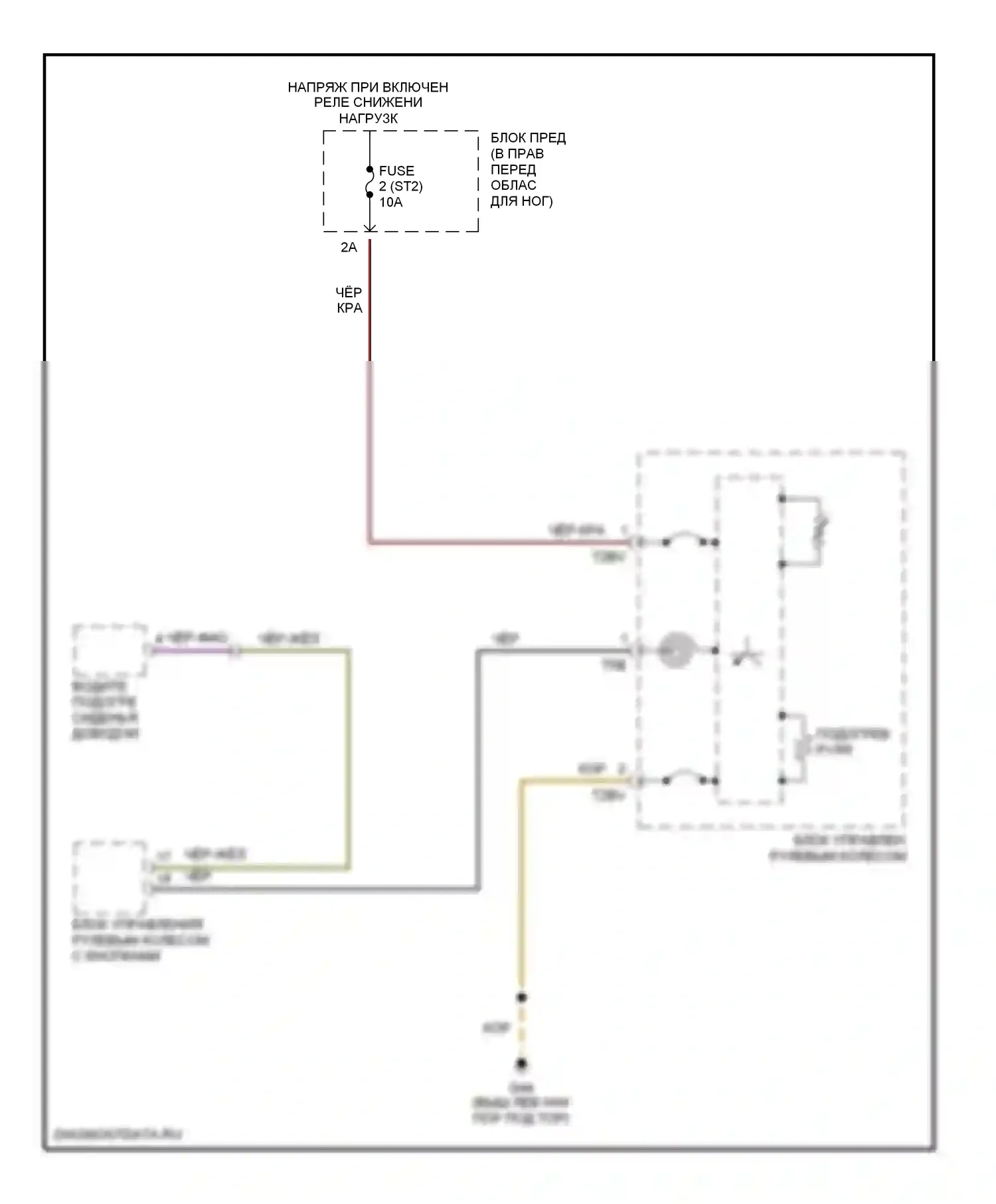A8 Audi D3 (2002-2005): Электросхема рулевого колеса с подогревом 