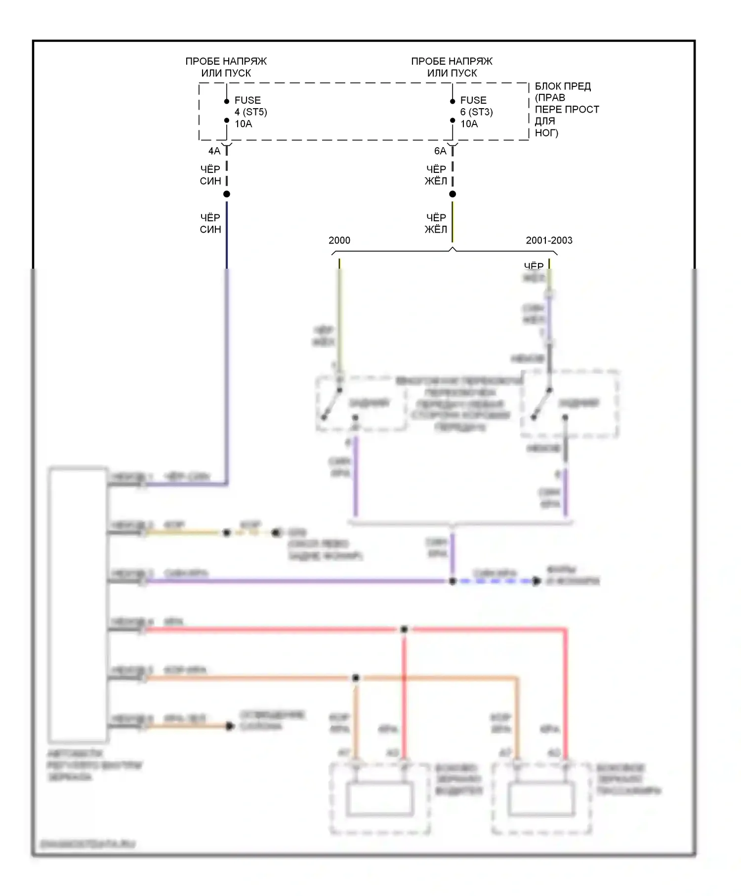 A8 Audi D3 (2002-2005): Электросхема автоматического дневного/ночного зеркала 