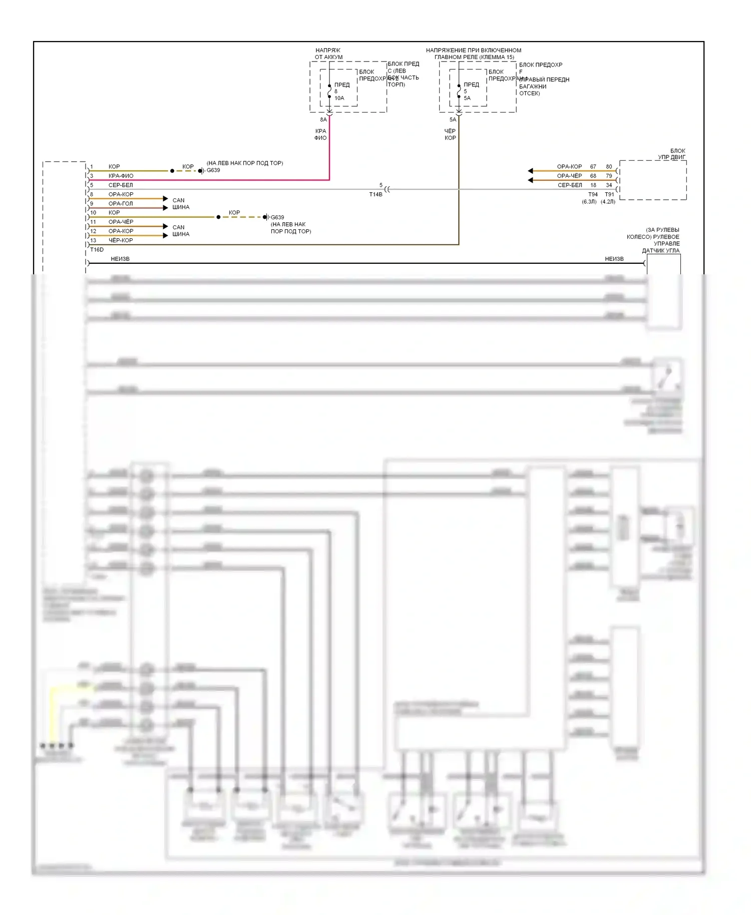 A8 Audi D4 (2010-2014): Электросхема блока управления электронными системами рулевой колонки 