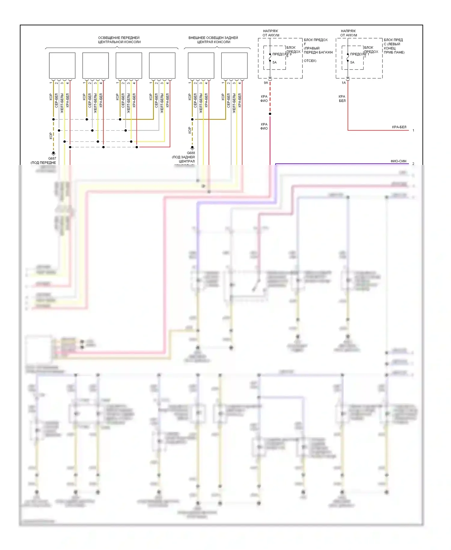 A8 Audi D4 (2010-2014): Электросхема подсветки приборной панели (2 из 5) 