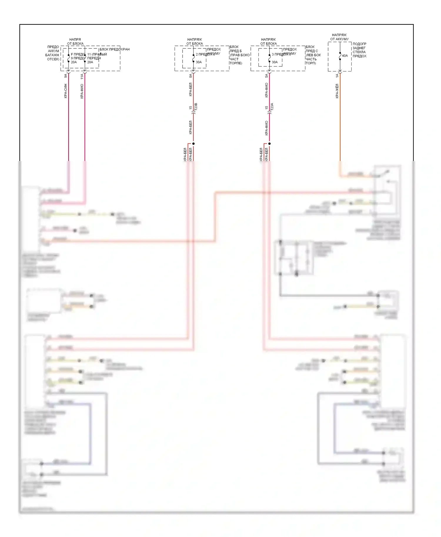 A8 Audi D4 (2010-2014): Электросхема подогрева стекол 