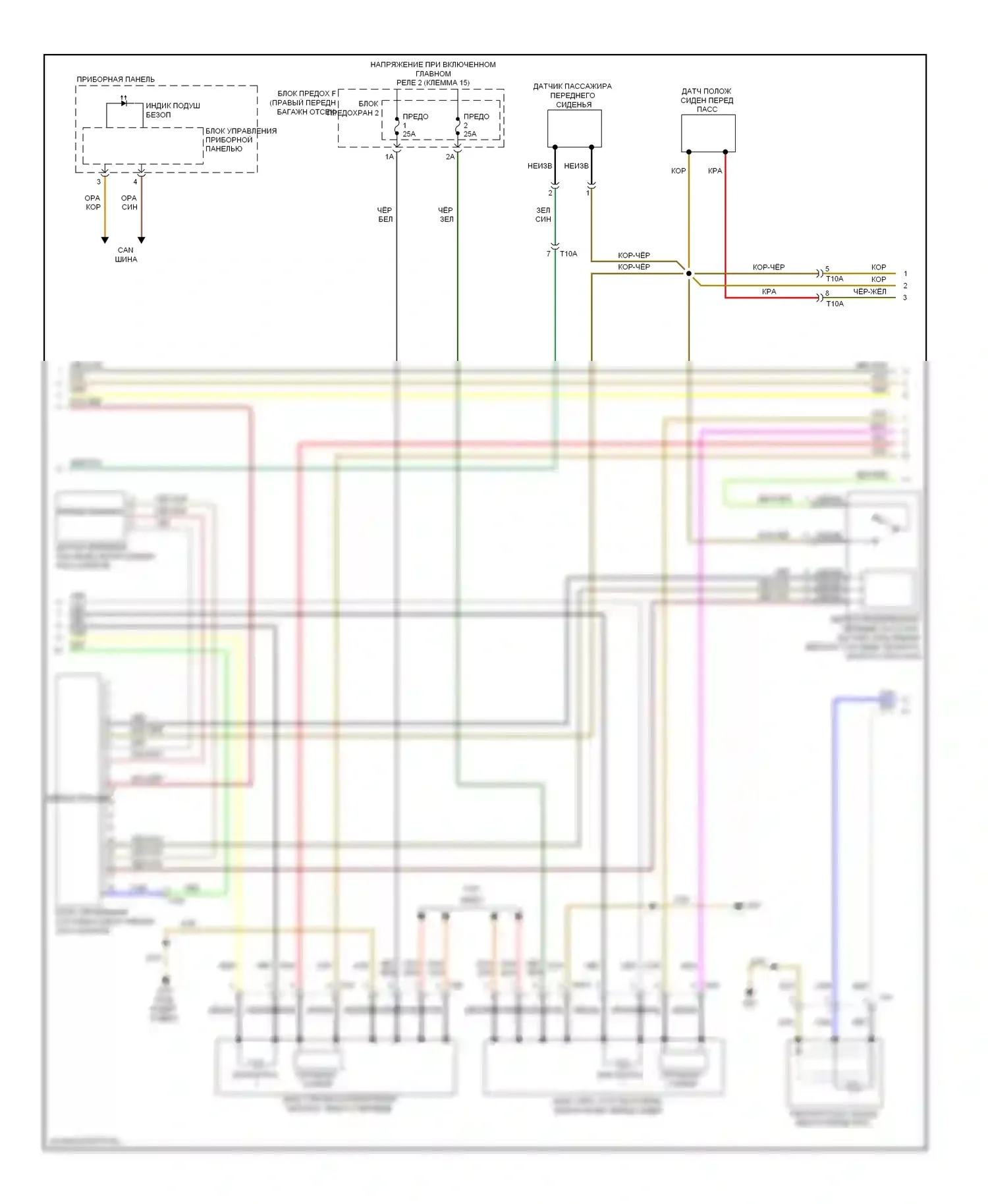 A8 Audi D4 (2010-2014): Электросхема подушек безопасности (2 из 3) 
